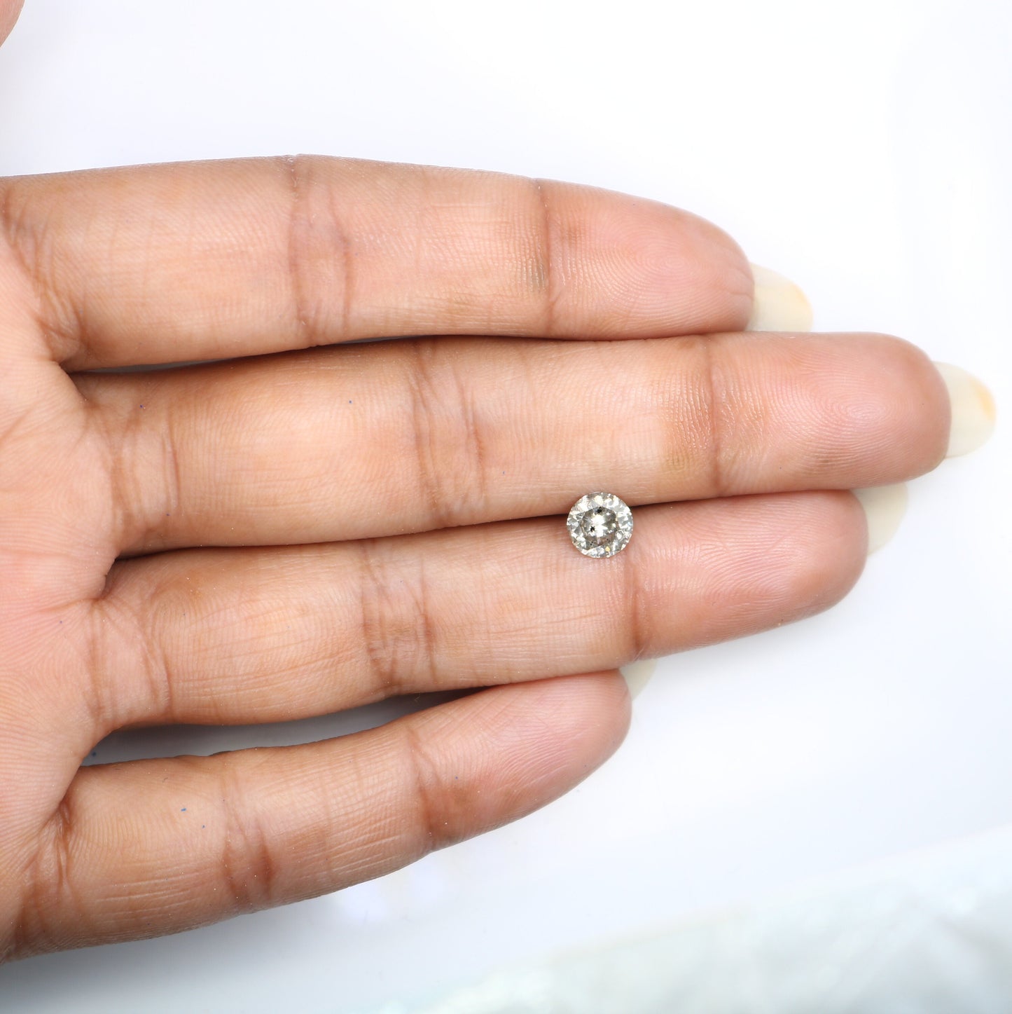 0.82 CT 6 mm Round Salt and Pepper Diamond for Gold Ring Settings