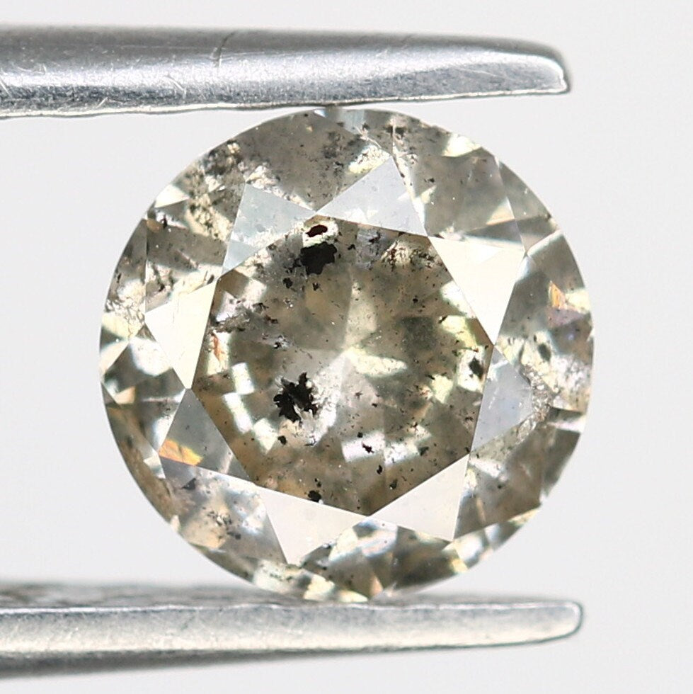 0.82 CT 6 mm Round Salt and Pepper Diamond for Gold Ring Settings