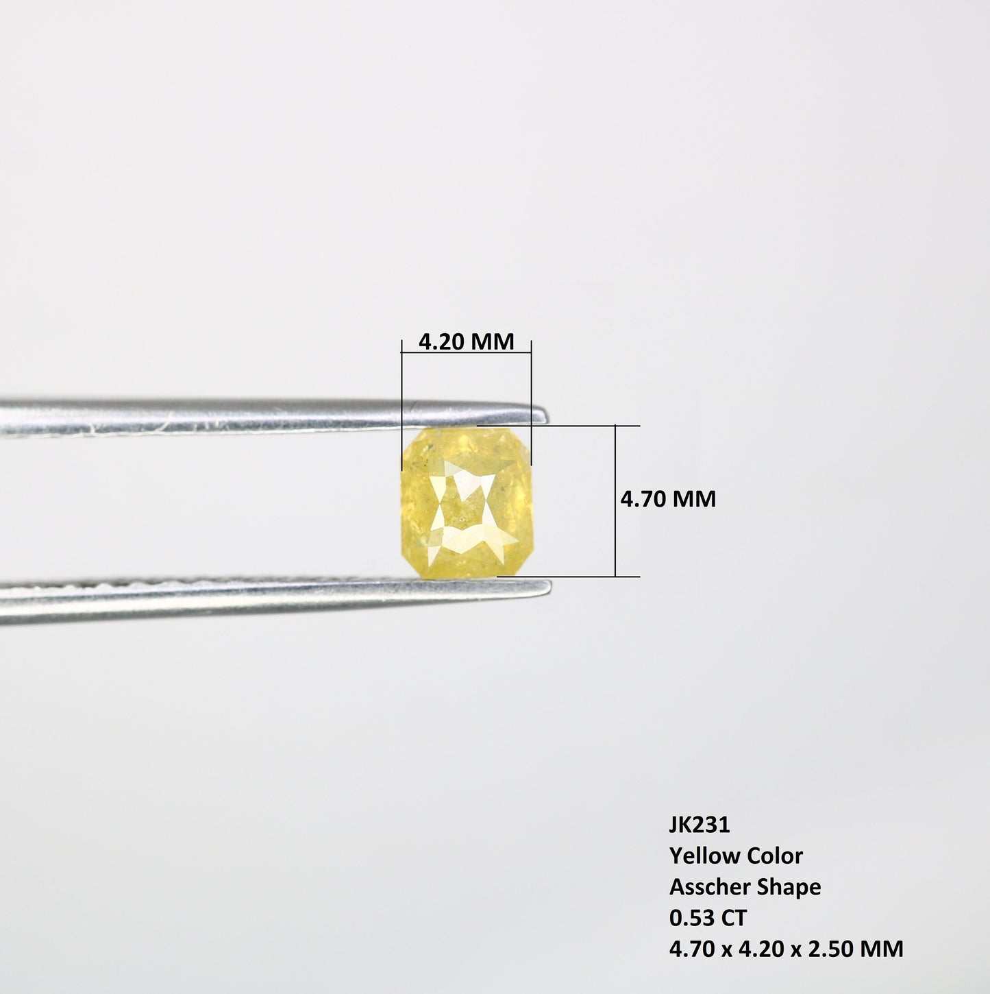 0.53 CT Fancy Yellow Salt and Pepper Emerald Shape Diamond - Natural Loose Emerald Cut Diamond - Perfect for Emerald Engagement Ring