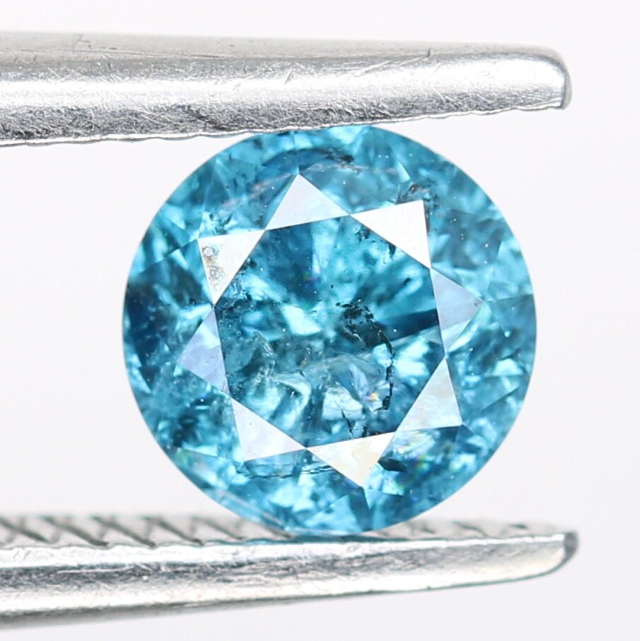 0.42 CT Round Blue Diamond for Engagement Rings | Natural Loose Diamond Ideal for Gold Ring Settings