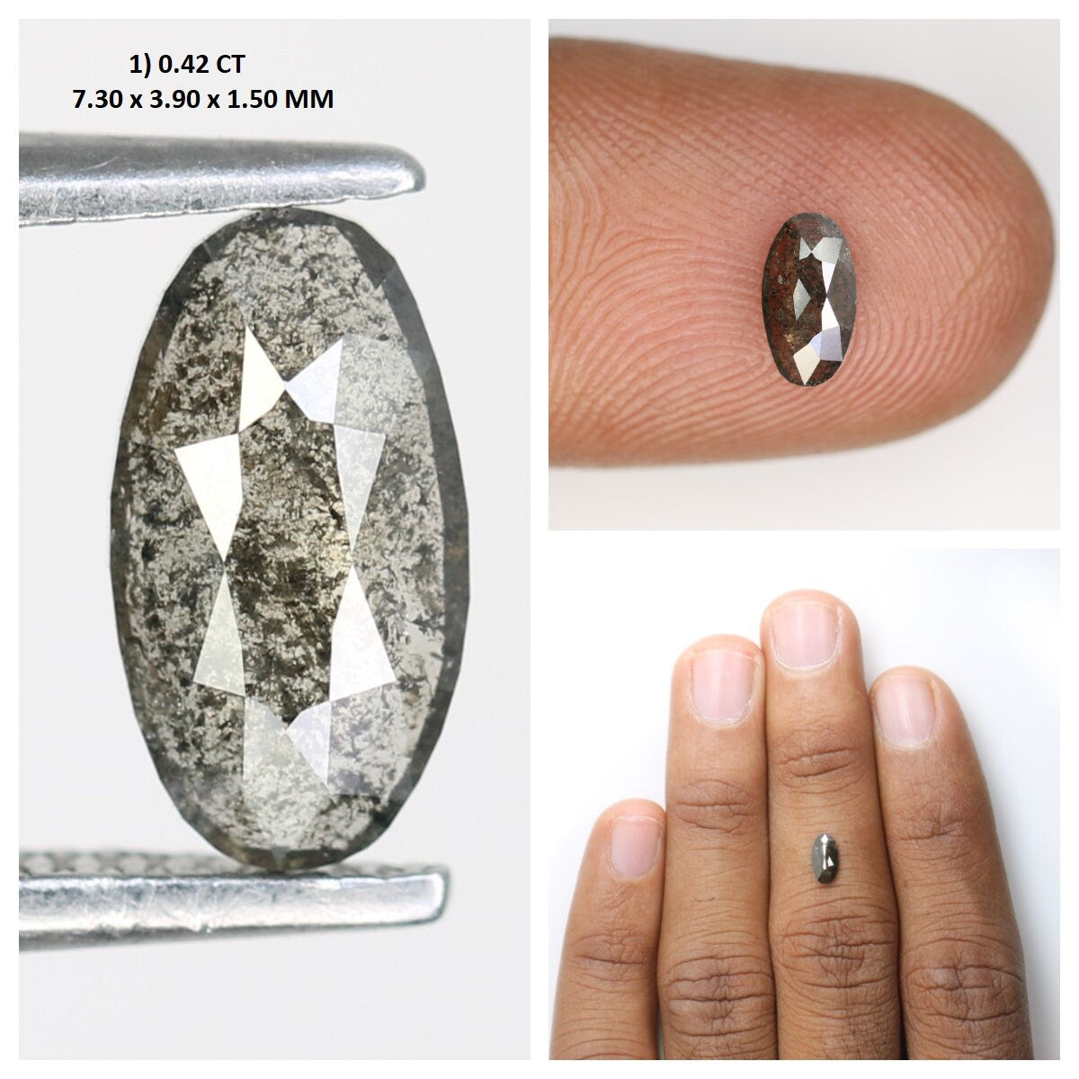 Salt and Pepper Mixed Shape Diamonds | Oval White and Grey Galaxy Diamonds | Unique Jewelry Rings and Gifts for Her