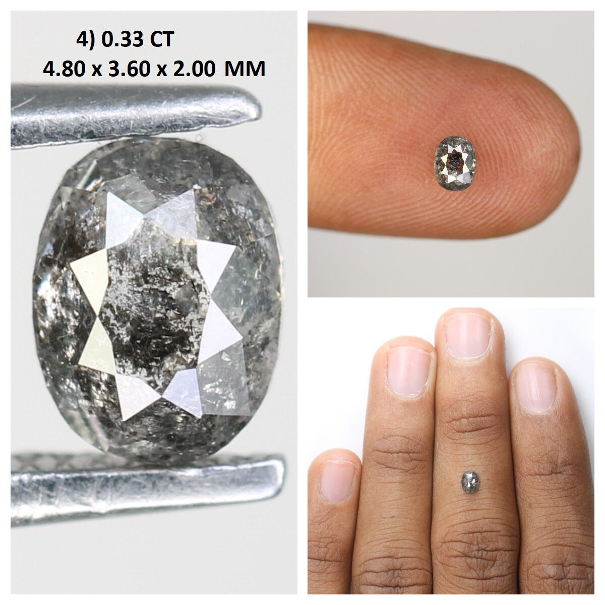 Salt and Pepper Mixed Shape Diamonds | Oval White and Grey Galaxy Diamonds | Unique Jewelry Rings and Gifts for Her