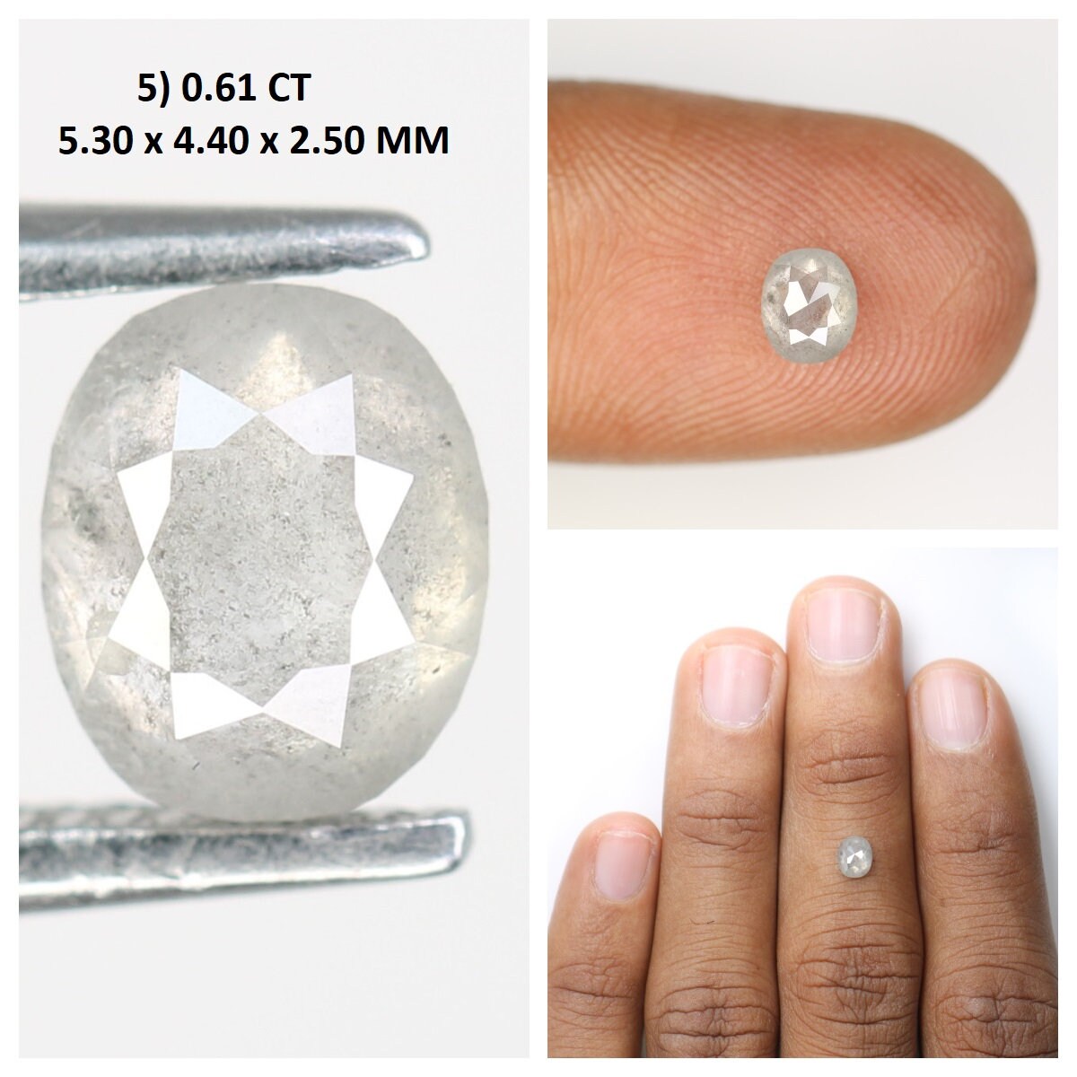 Salt and Pepper Mixed Shape Diamonds | Oval White and Grey Galaxy Diamonds | Unique Jewelry Rings and Gifts for Her