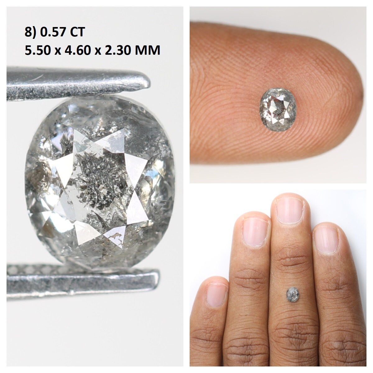 Salt and Pepper Mixed Shape Diamonds | Oval White and Grey Galaxy Diamonds | Unique Jewelry Rings and Gifts for Her