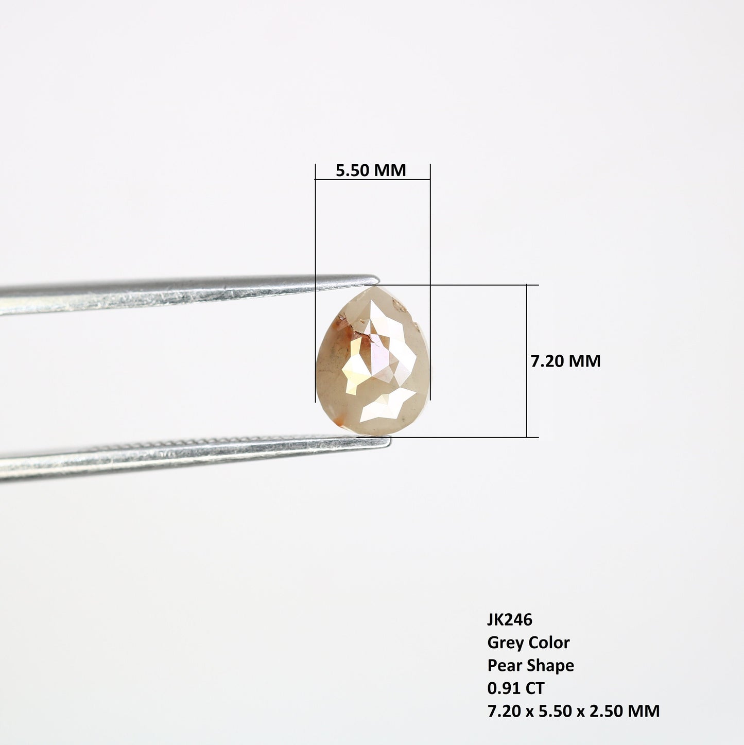Pear Salt and Pepper Rose Cut Rustic DiamondFor Gold Ring Diamonds