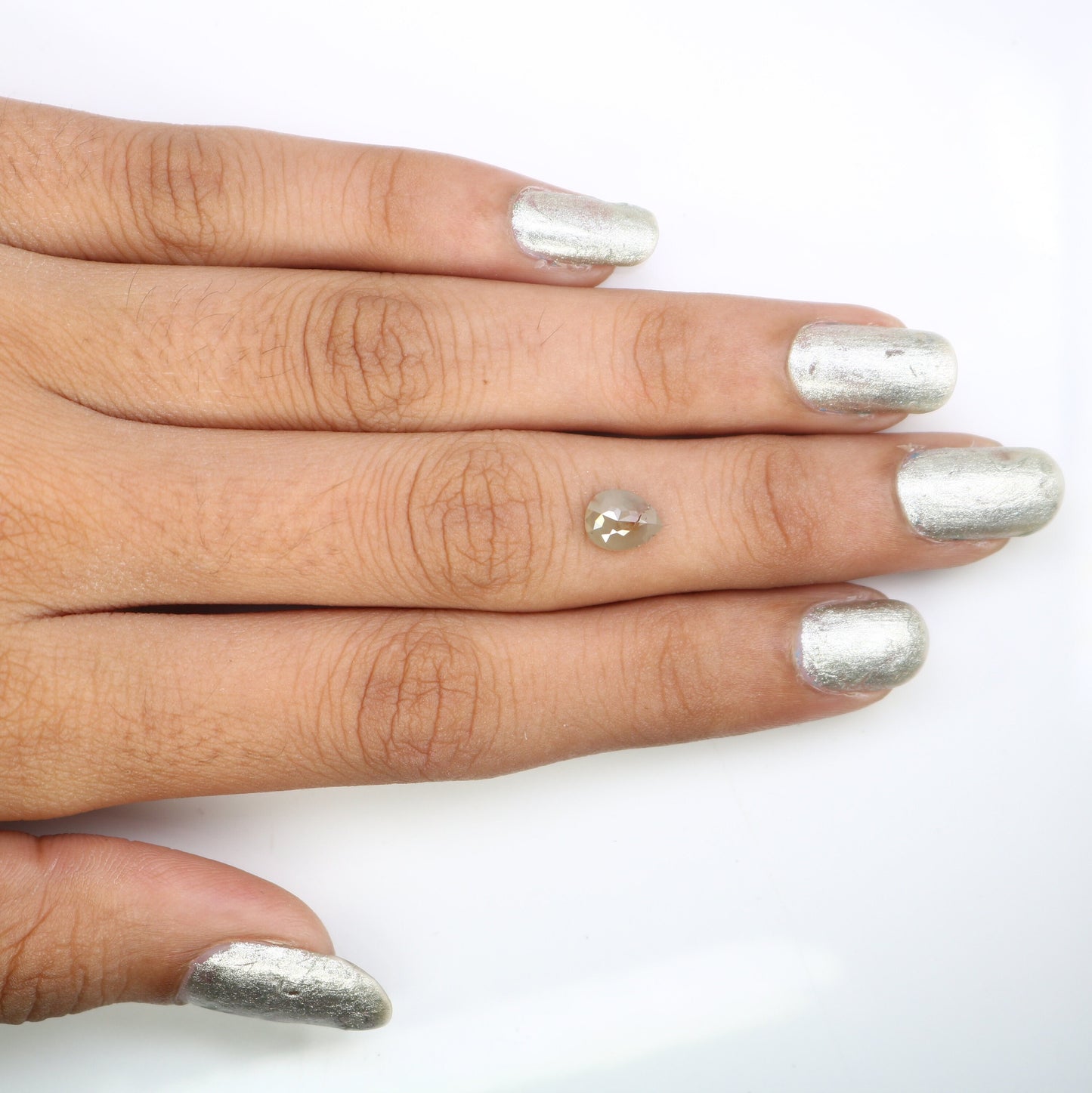 Pear Salt and Pepper Rose Cut Rustic DiamondFor Gold Ring Diamonds