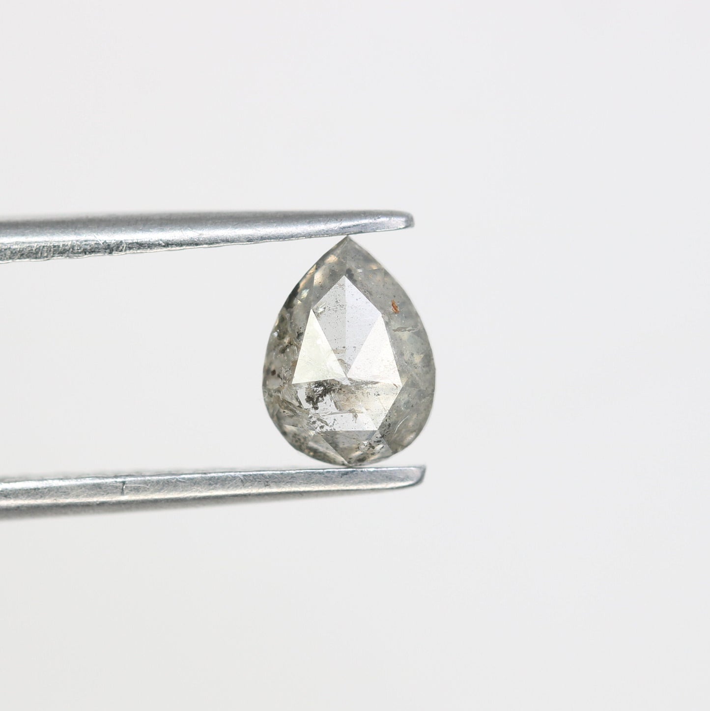 0.71 CT Natural Loose Salt and Pepper Pear Diamond | Wedding Pendant | Gift for Her | 14K White Gold Prong Setting