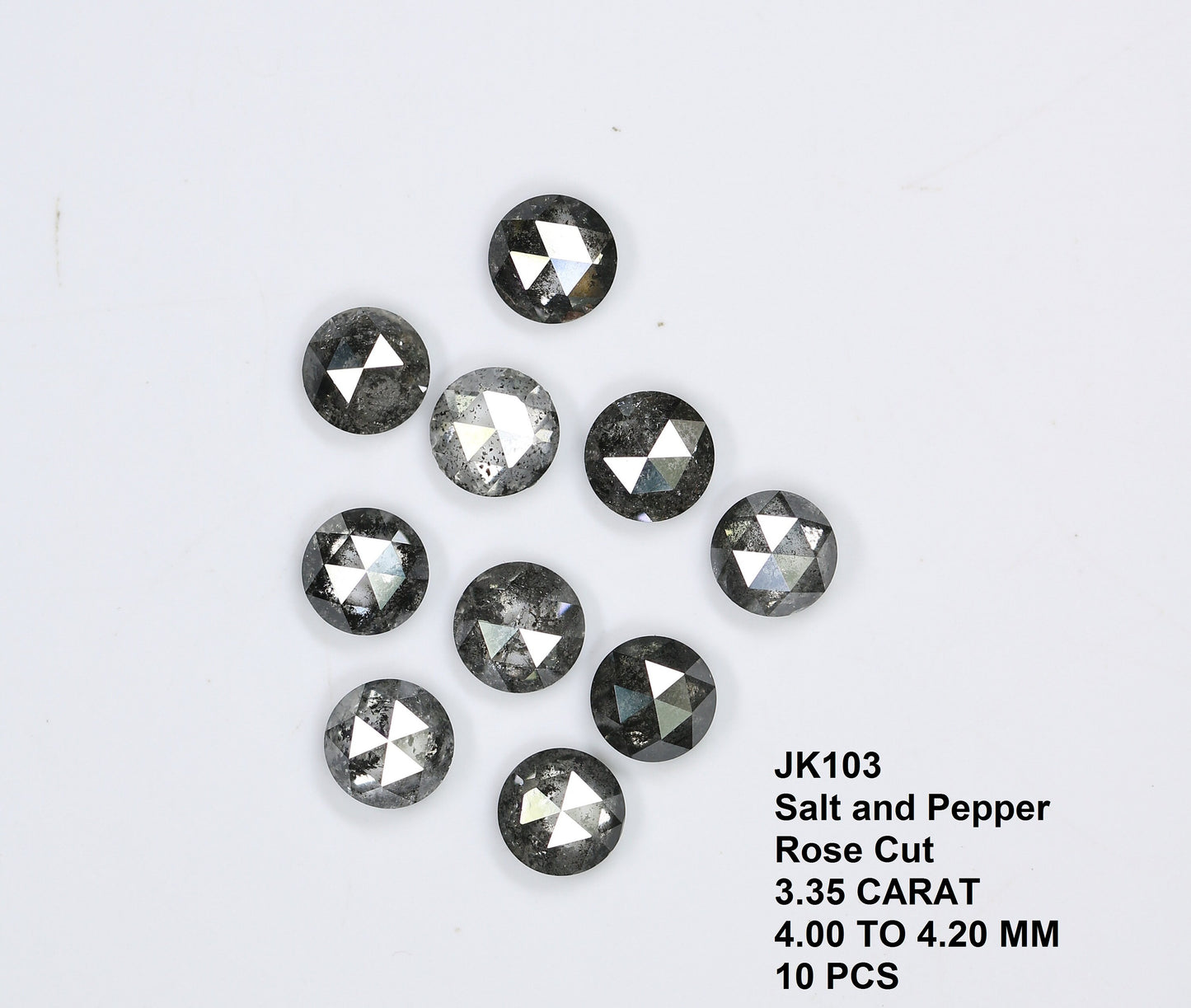 4 MM | Salt And Pepper Diamond | Round Rose Cut Diamond | Natural Loose Diamond For Earring Pair & Wedding Ring, Necklace |For Gold Ring