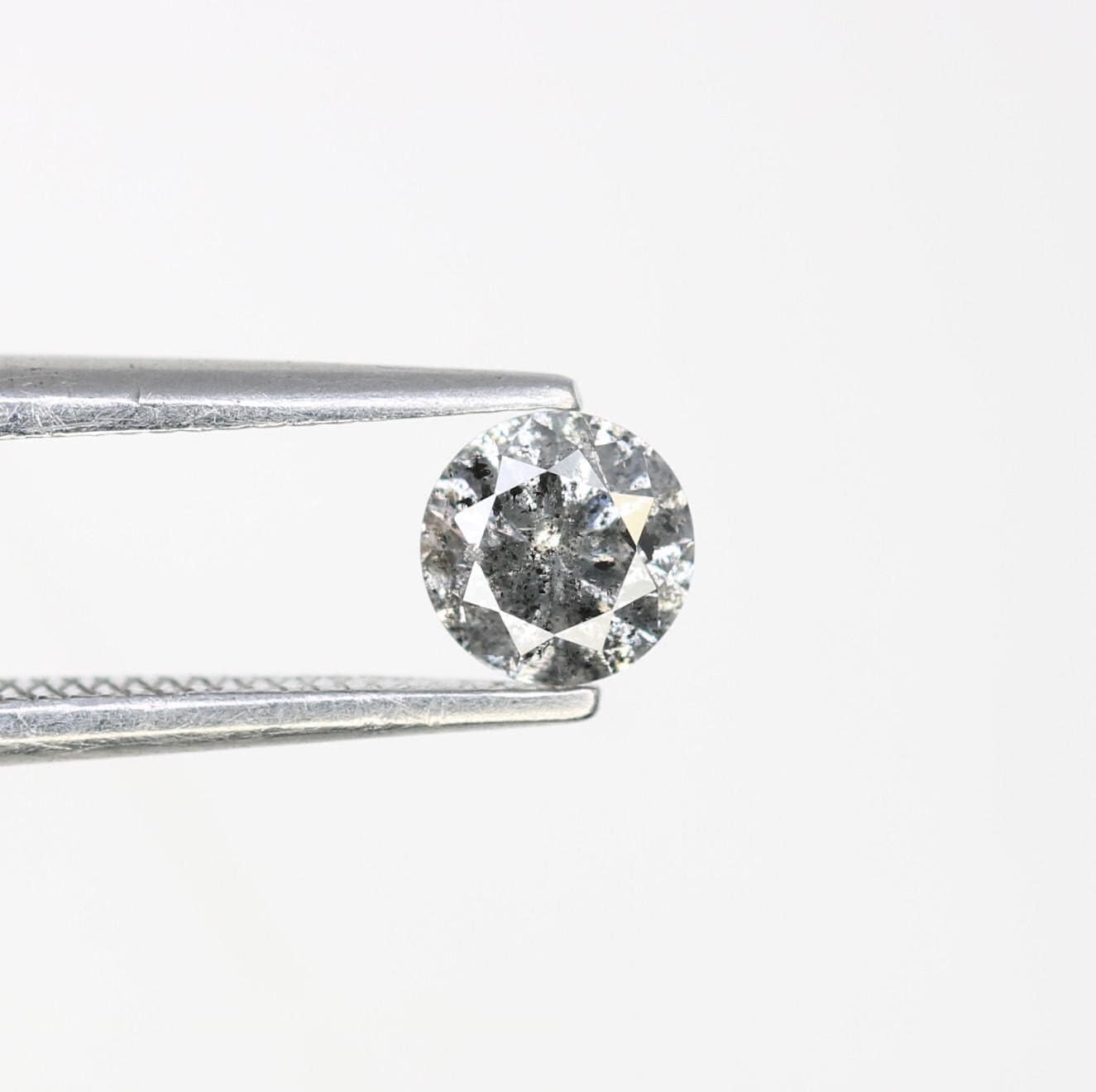 0.36 CT Loose Salt and Pepper Round Cut Diamond | Ethical Natural Gemstone | Unique Engagement Ring Alternative | Rustic Vintage Jewelry