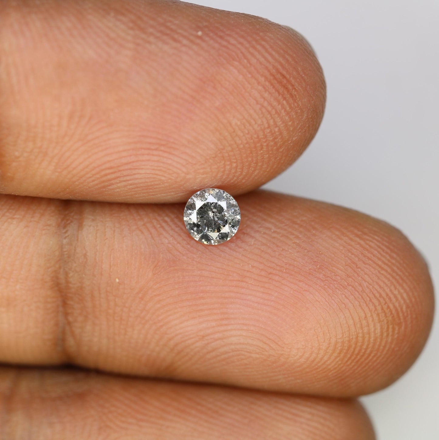 0.36 CT Loose Salt and Pepper Round Cut Diamond | Ethical Natural Gemstone | Unique Engagement Ring Alternative | Rustic Vintage Jewelry