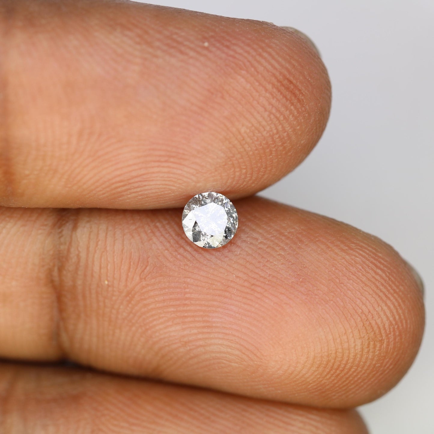 0.36 CT Loose Salt and Pepper Round Cut Diamond | Ethical Natural Gemstone | Unique Engagement Ring Alternative | Rustic Vintage Jewelry