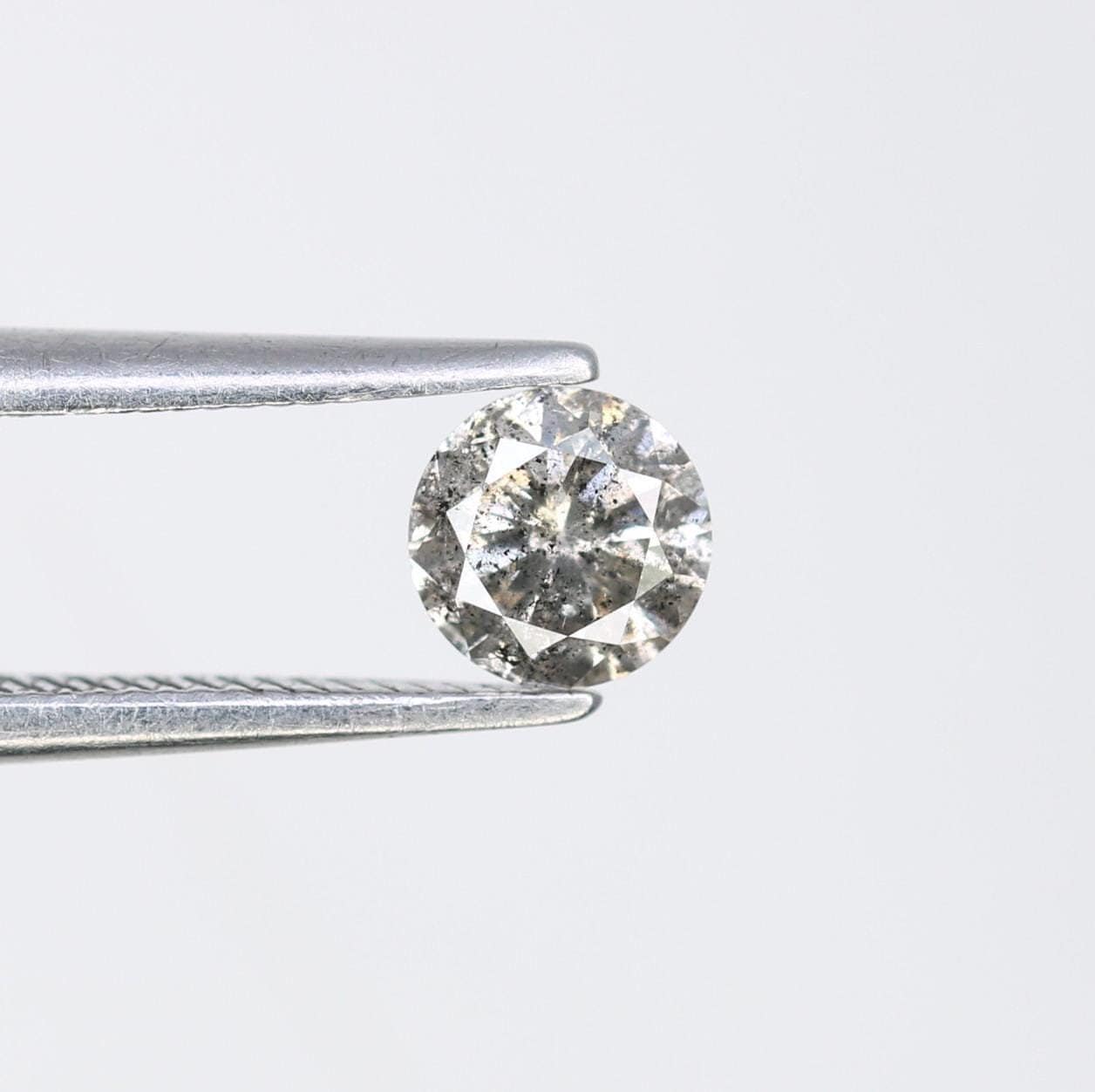 0.41 CT Loose Salt and Pepper Round Cut Diamond | Ethical Natural Gemstone | Unique Engagement Ring Alternative | Rustic Bohemian Jewelry