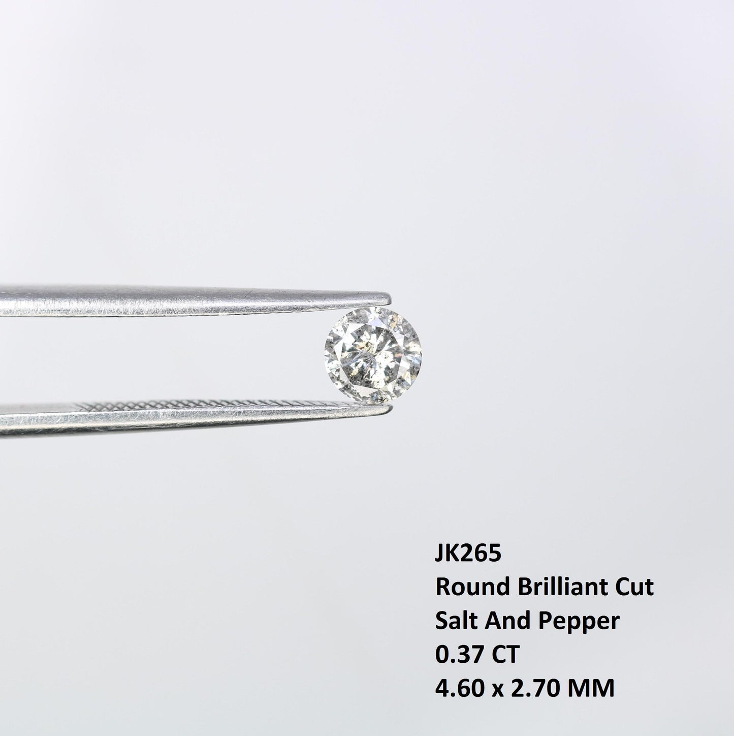 0.37 CT Loose Salt and Pepper Round Cut Diamond | Natural Gemstone Perfect for Engagement, Anniversary Ring Holiday & Mother's Day Gift