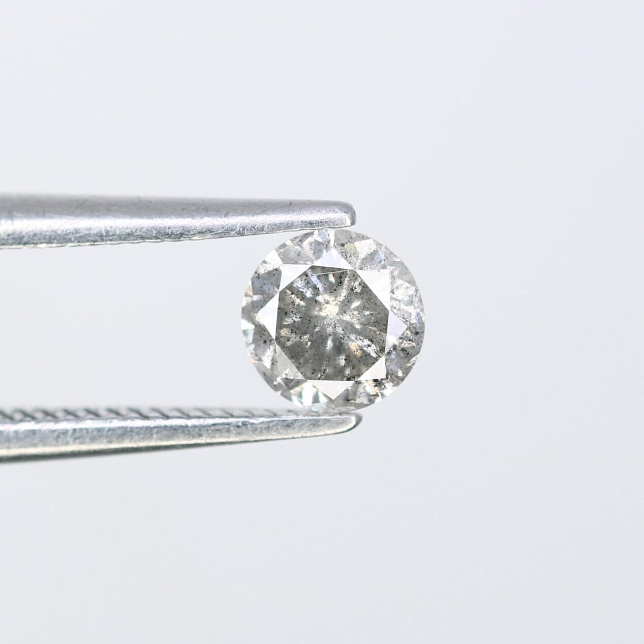 0.37 CT Loose Salt and Pepper Round Cut Diamond | Natural Gemstone | Engagement, Anniversary Ring | Unique Jewelry Gift | Mother's Day