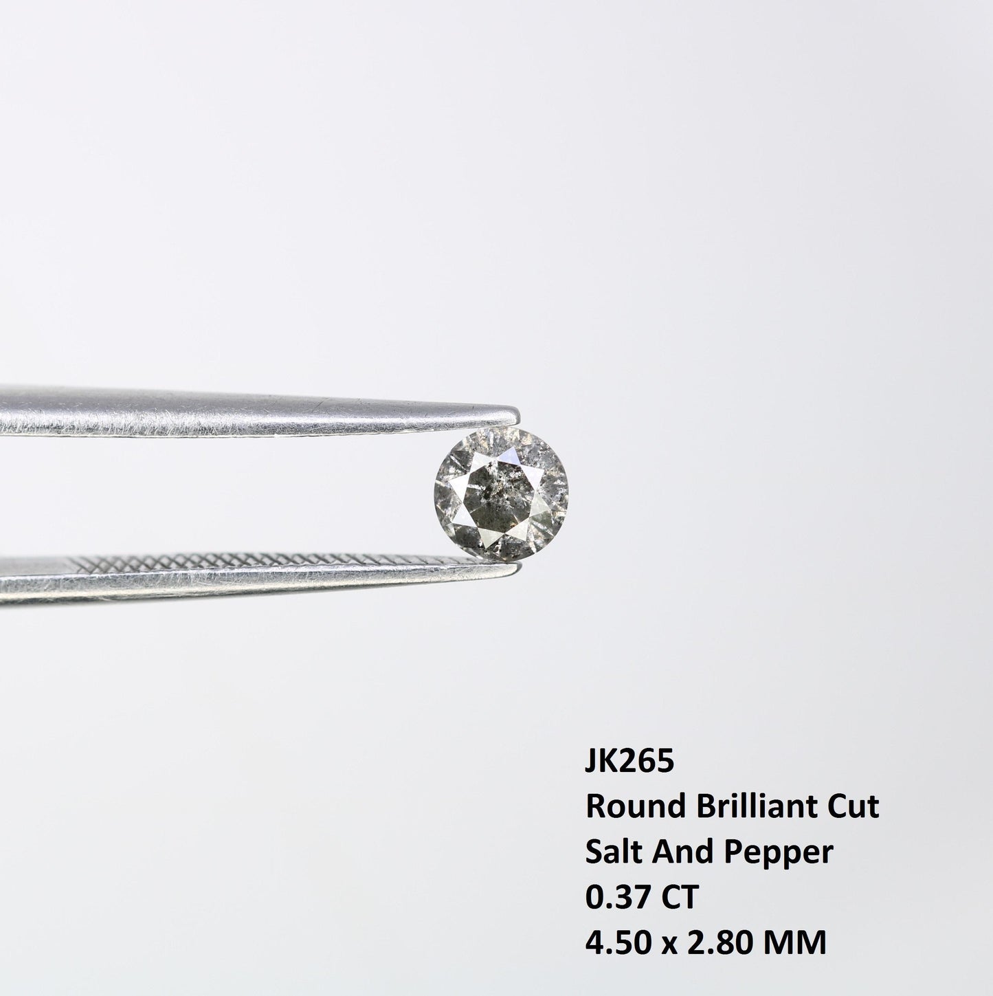 0.37 CT Loose Salt and Pepper Round Cut Diamond | Natural Ethical Gem | Engagement, Anniversary Gift | Great for Holidays & Mother's Day