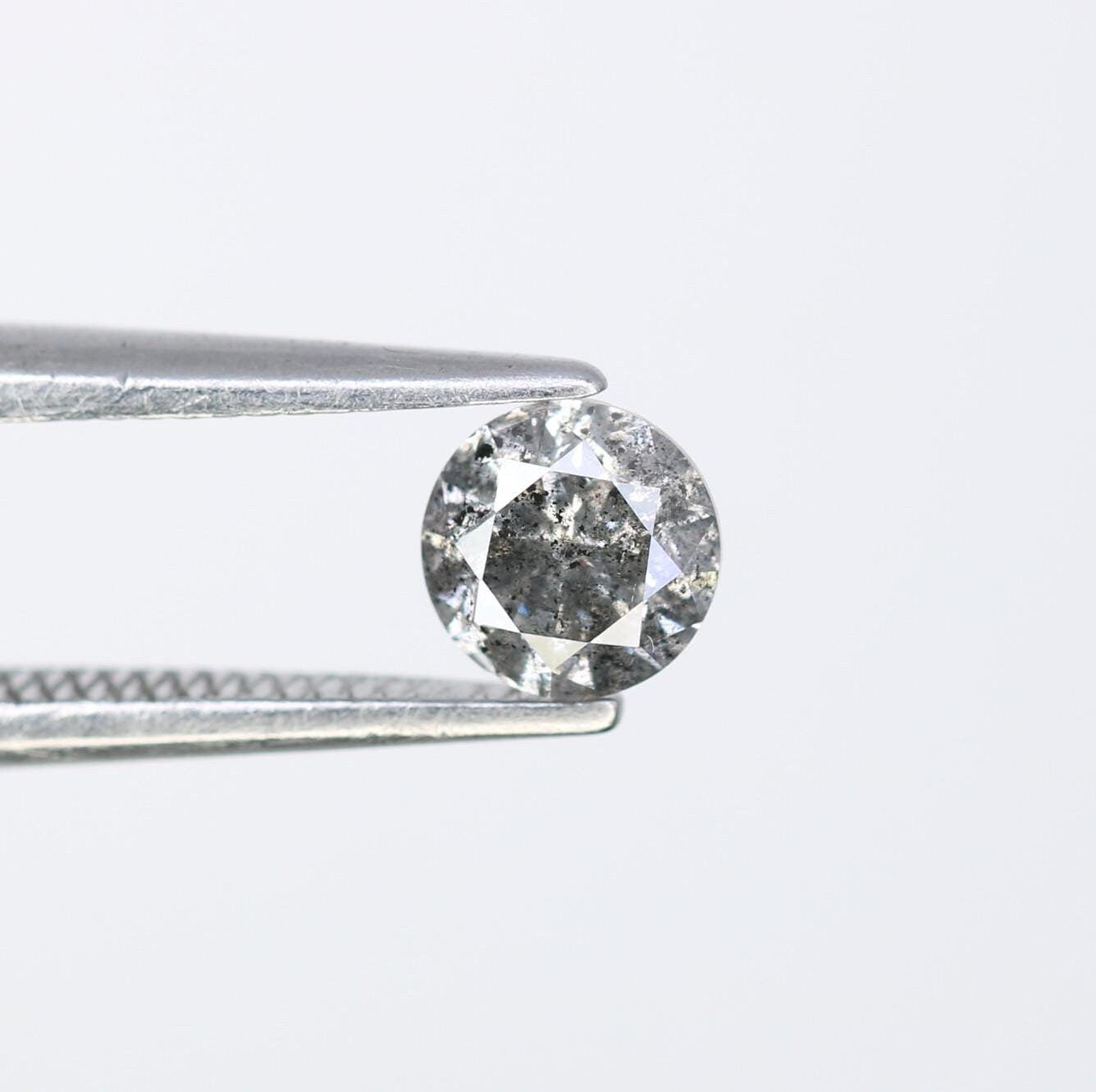 0.42 CT Salt and Pepper Round Cut Loose Diamond | Natural Perfect for Engagement, Anniversary, or Jewelry | Holidays & Special Occasions