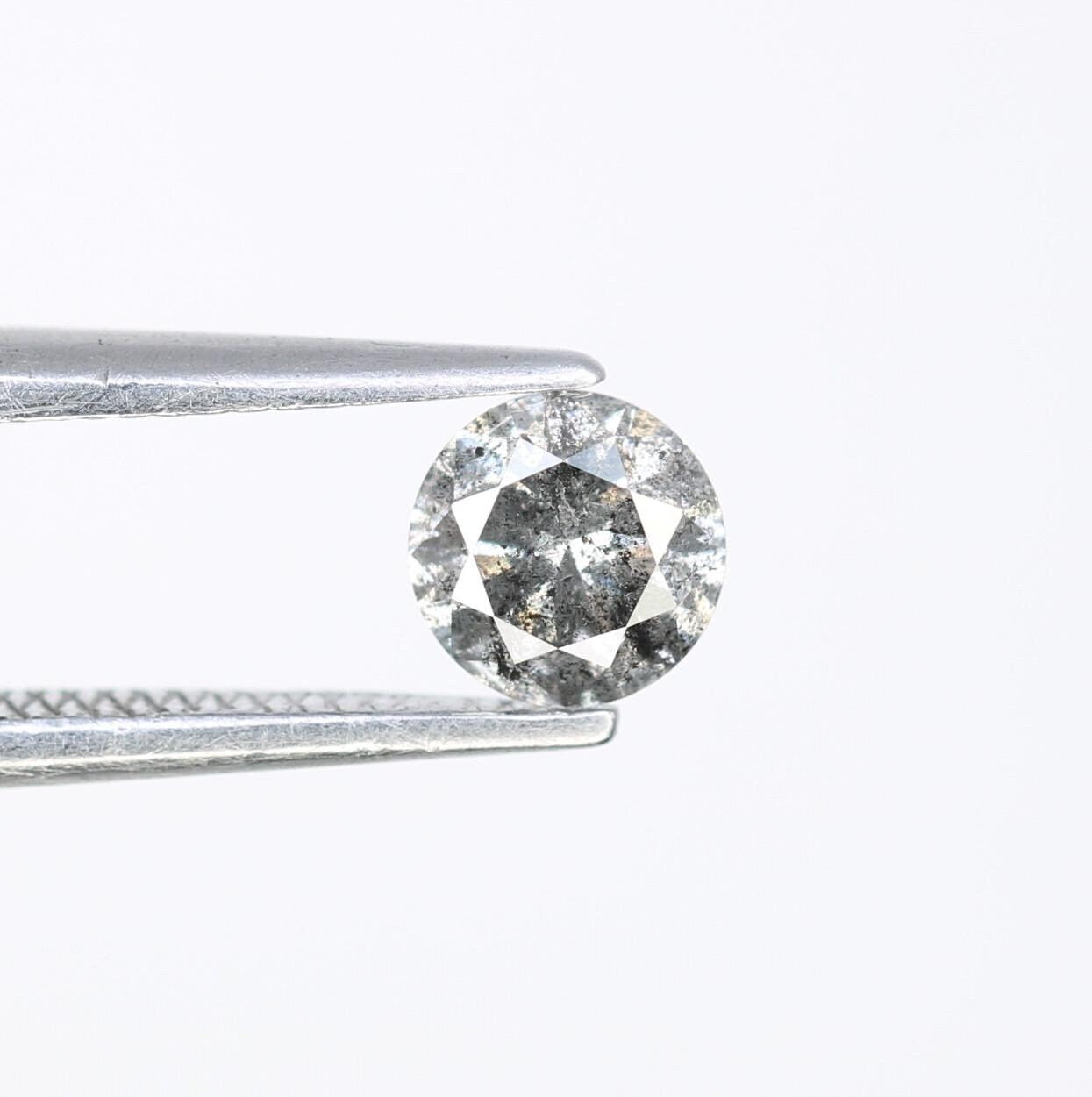 0.44 CT Round Cut Loose Salt and Pepper Diamond | Natural Ethical Gemstone | Engagement, Anniversary | Perfect for Holidays & Celebrations