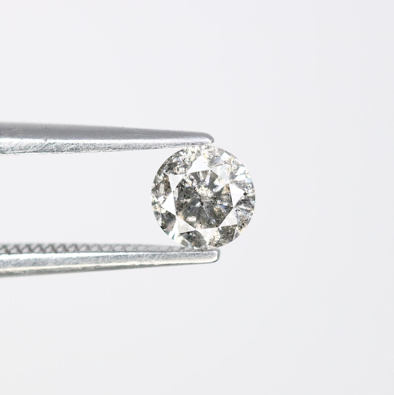 0.41 CT Raw Round Cut Salt and Pepper Diamond | Unique Ethical Gem | Perfect for Custom Engagement or Anniversary Rings | Special Gift Idea