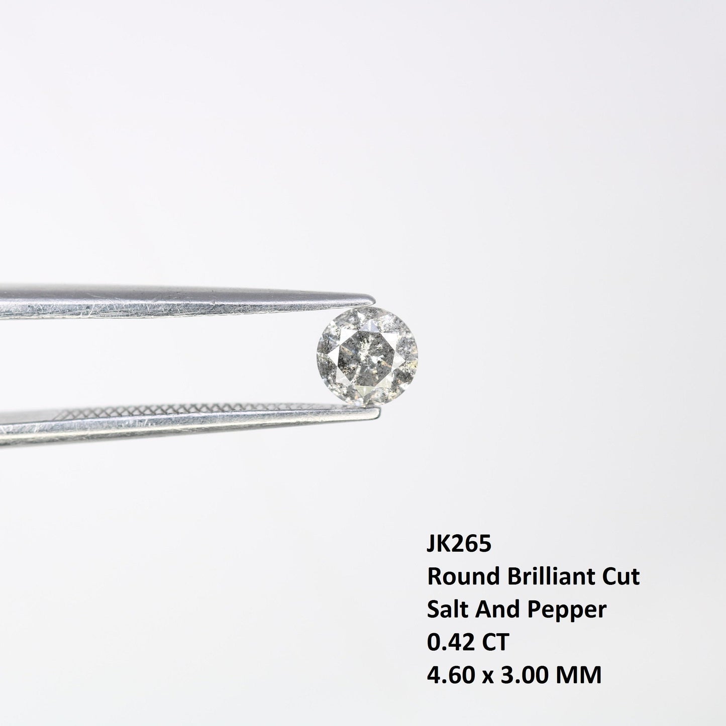 0.42 CT Unique Round Cut Salt and Pepper Diamond | Raw Natural Gem | Perfect for Custom Rings | Ideal for Weddings, Anniversaries, or Gifts