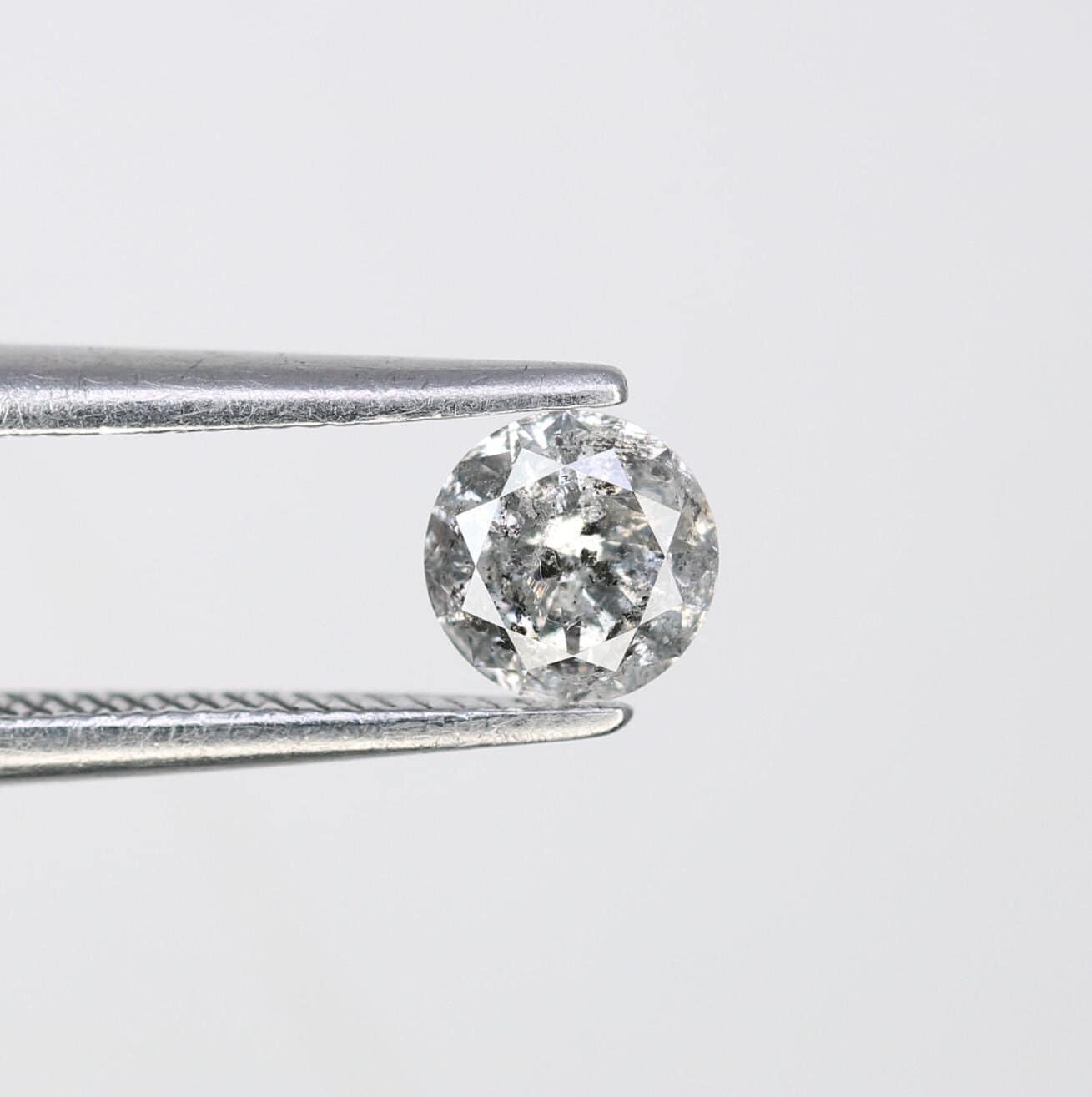 0.38 CT Radiant Round Cut Salt and Pepper Diamond | One-of-a-Kind Natural Gem | Perfect for Custom Jewelry | Unique Gifts and Celebrations