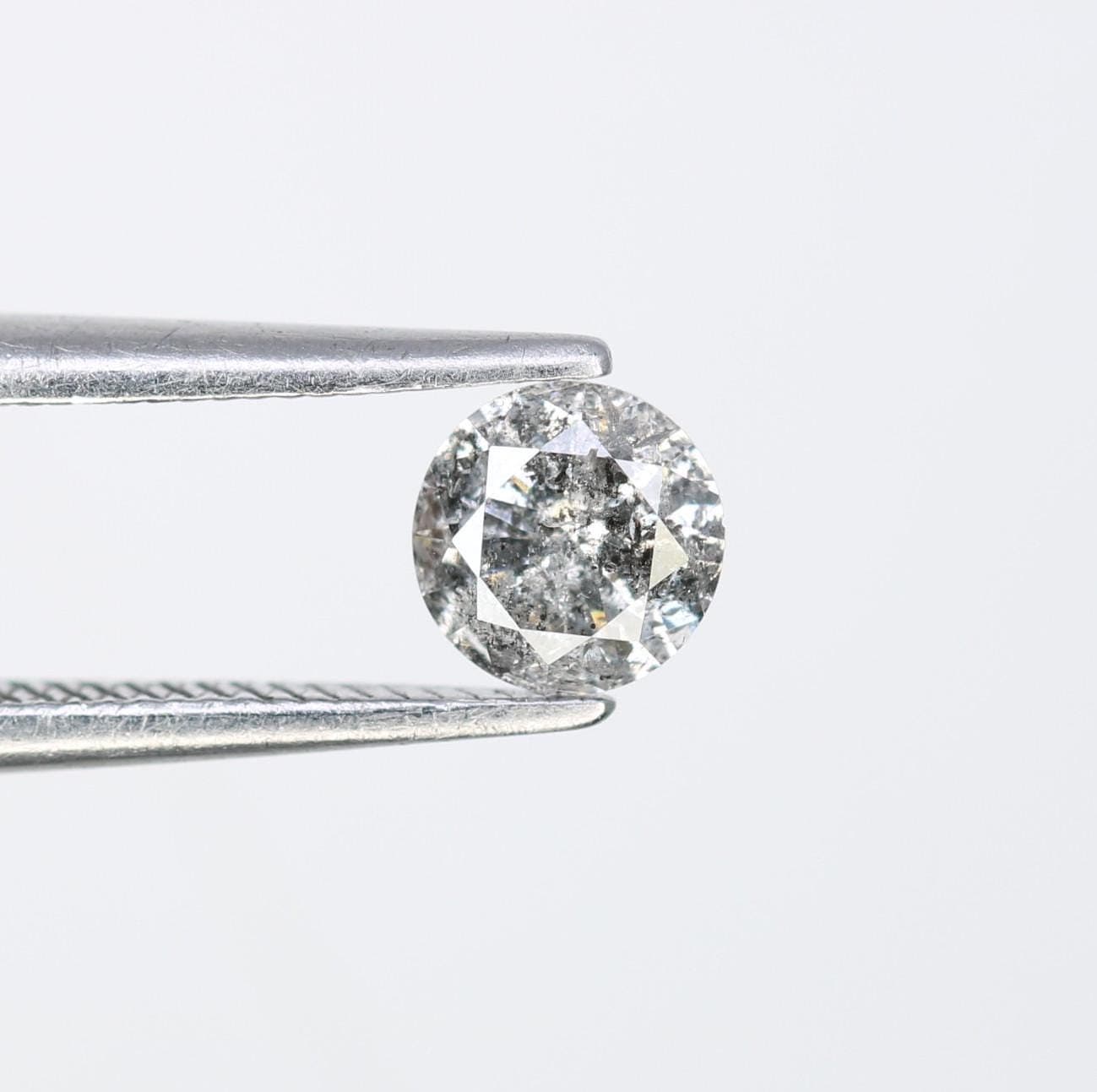 0.42 CT Distinct Round Cut Salt and Pepper Diamond | Unique Natural Stone | for Custom Engagement Rings | Perfect Gift for Special Moments