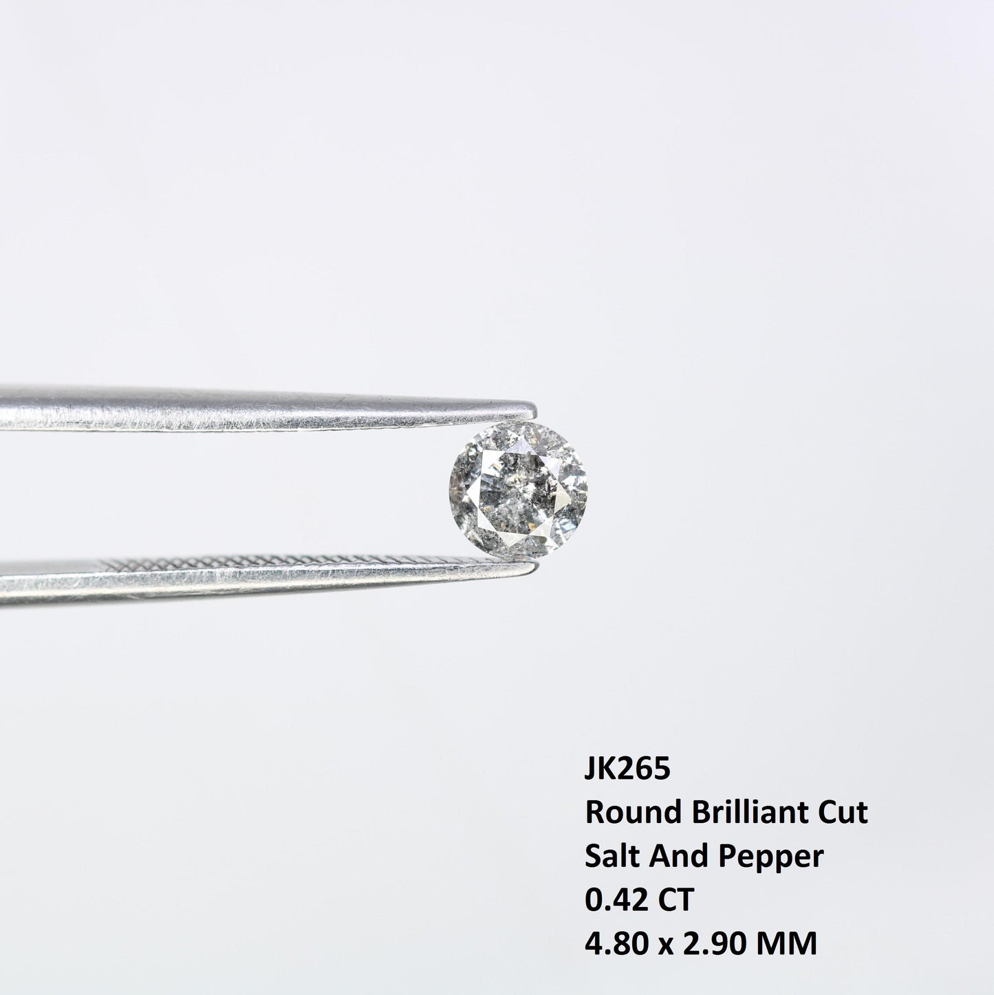 0.42 CT Distinct Round Cut Salt and Pepper Diamond | Unique Natural Stone | for Custom Engagement Rings | Perfect Gift for Special Moments