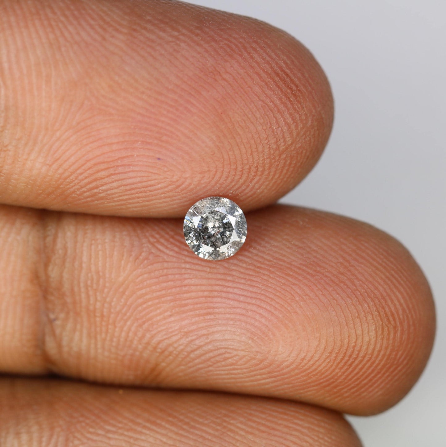 0.42 CT Distinct Round Cut Salt and Pepper Diamond | Unique Natural Stone | for Custom Engagement Rings | Perfect Gift for Special Moments