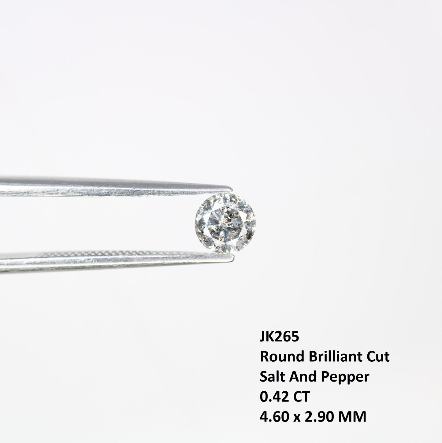 0.42 CT Unique Round Cut Salt and Pepper Diamond | Natural Gemstone | Ideal for Custom Rings | Perfect for Special Occasions and Gifts