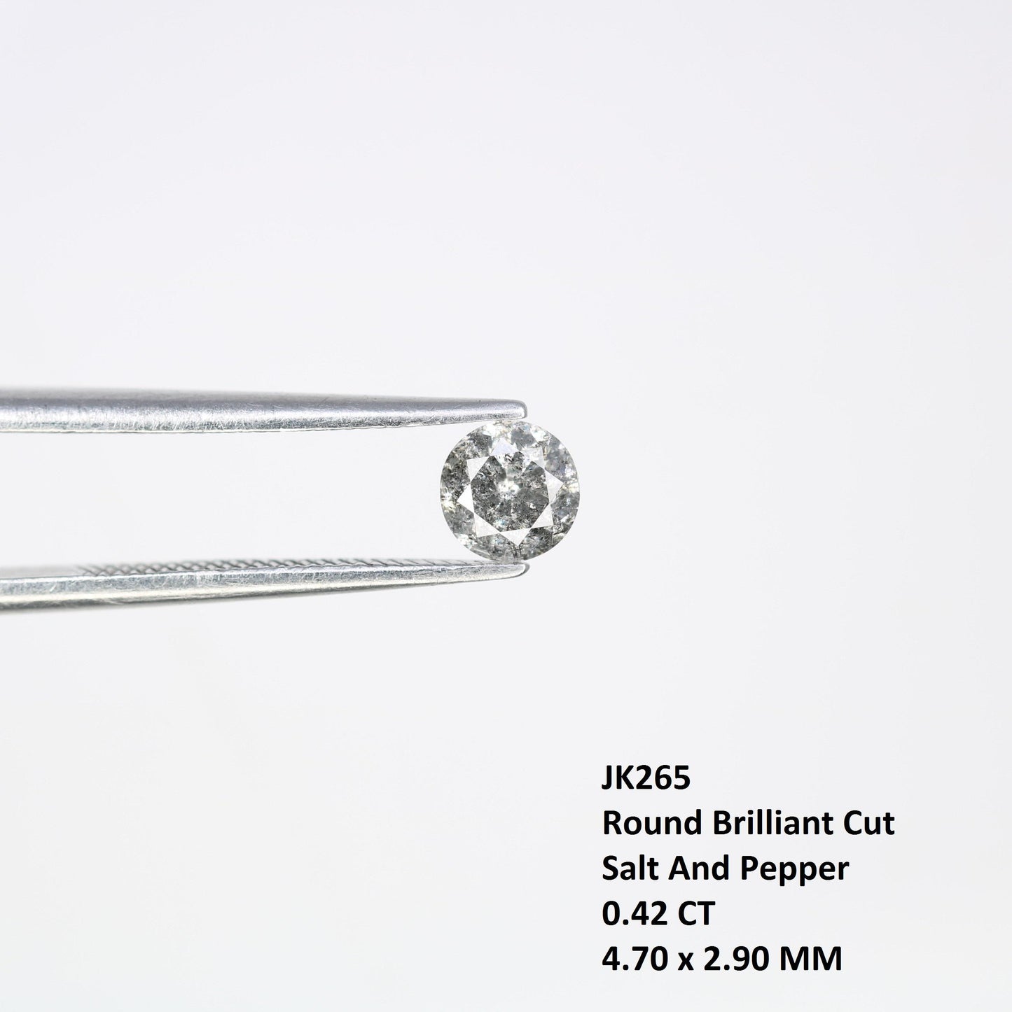0.42 CT Artisan Round Cut Salt and Pepper Diamond | One-of-a-Kind Gem | Perfect for Custom Jewelry | Ideal for Engagements and Special Gifts