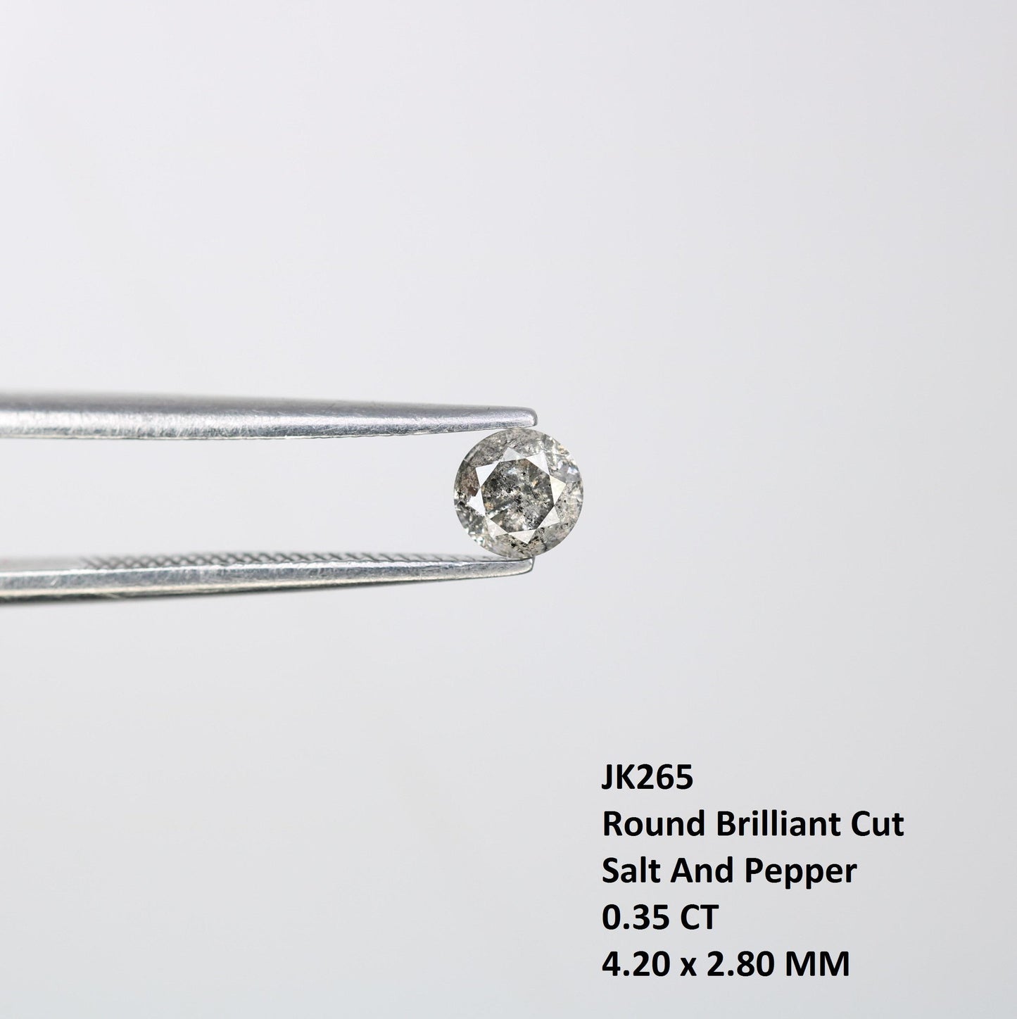 0.35 CT Loose Salt and Pepper Round Cut Diamond | Natural Ethical Gemstone | Unique Engagement Stone | Rustic Vintage-Inspired Jewelry