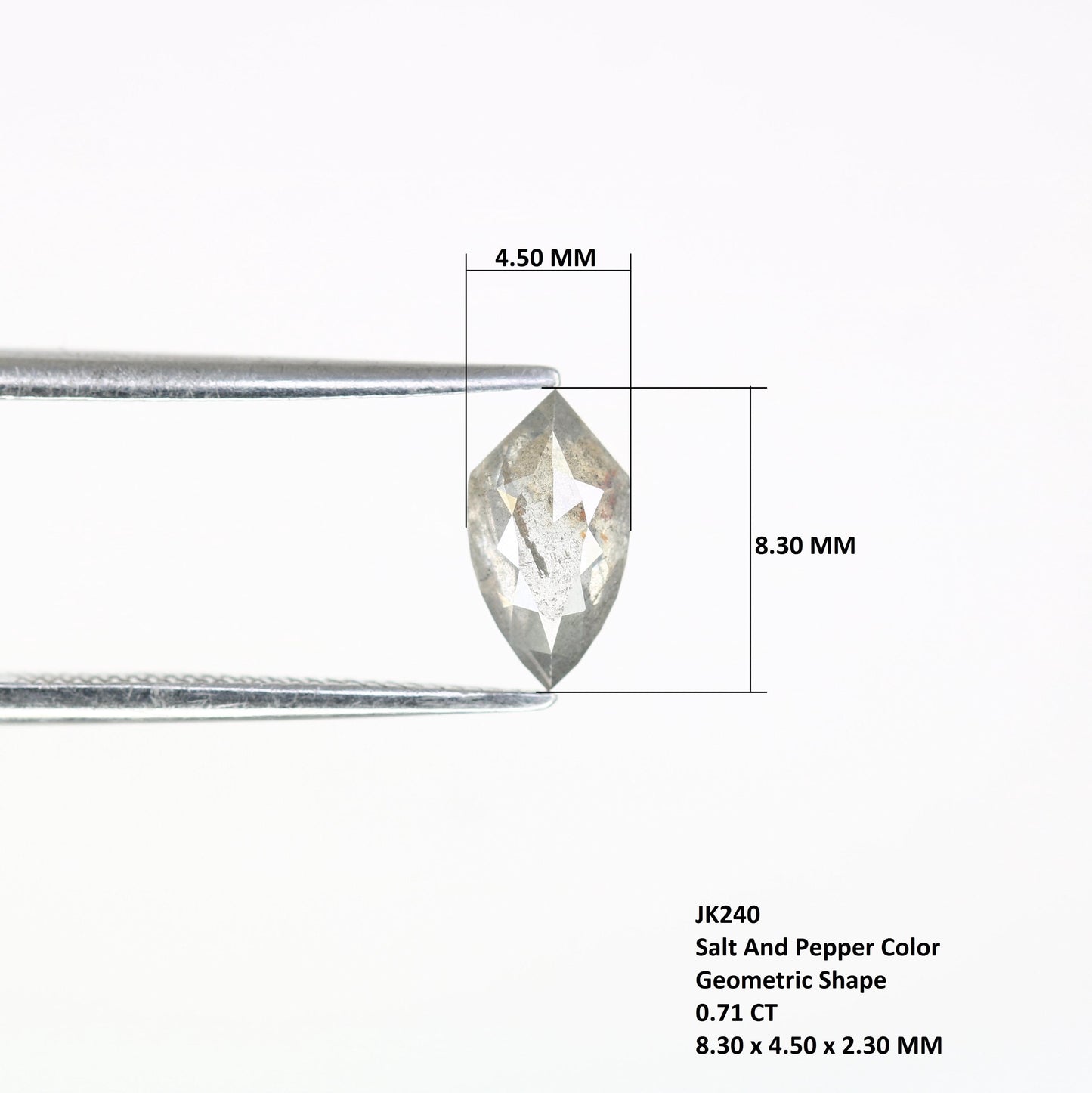 0.71 CT Shield-Shaped Salt and Pepper Diamond | Loose Grey Natural Gem | Earth-Mined Rose Cut | Perfect Christmas Gift for Anniversary Rings