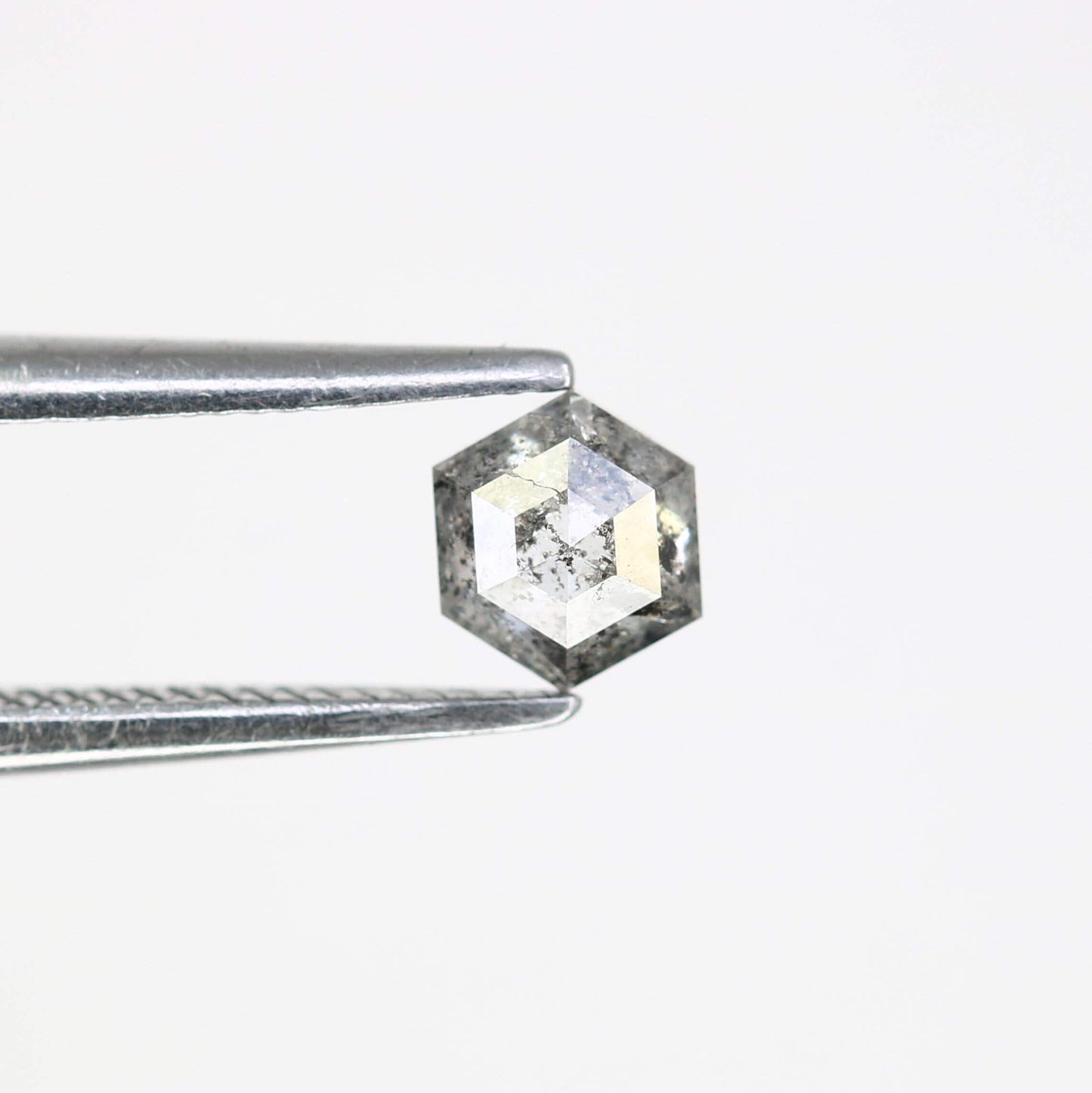 0.36 CT Hexagon Salt and Pepper Diamond | Loose Grey Natural Stone | Authentic Rose Cut | Ideal Christmas Gift for Unique Jewelry