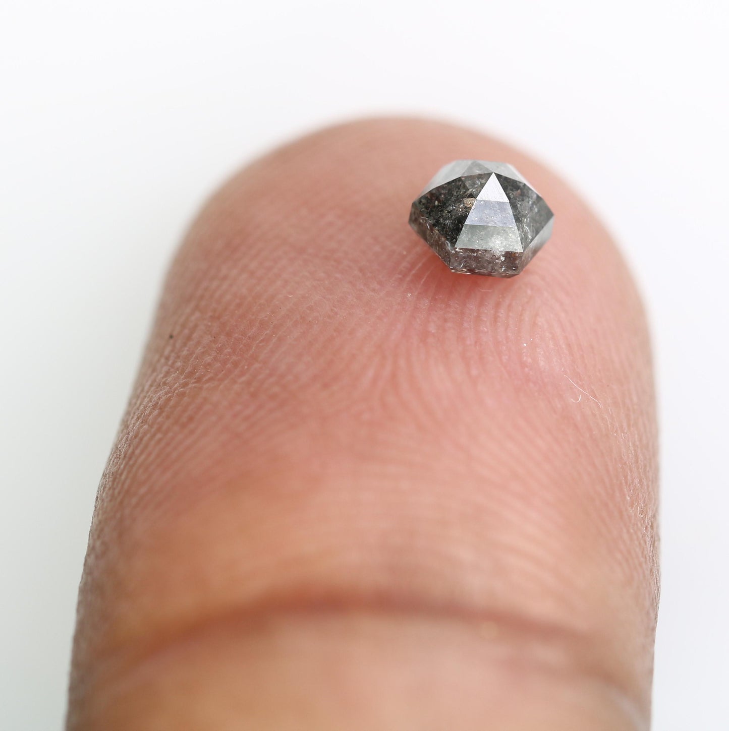 0.51 CT Hexagon Salt and Pepper Diamond | Loose Grey Natural Diamond | Real Rose Cut | Unique Christmas Gift for Anniversary Rings