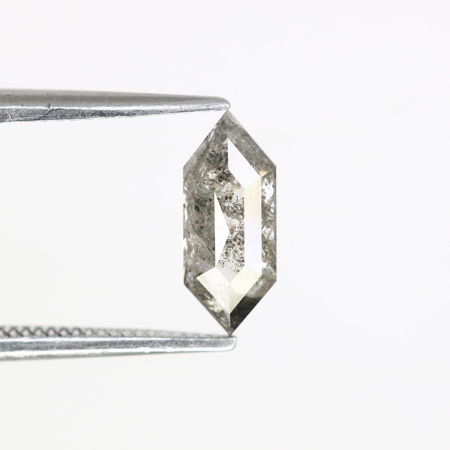 0.81 CT Hexagon Salt and Pepper Diamond | Loose Grey Earth-Mined Gem | Distinctive Rose Cut | Perfect Holiday Gift for Jewelry Lovers