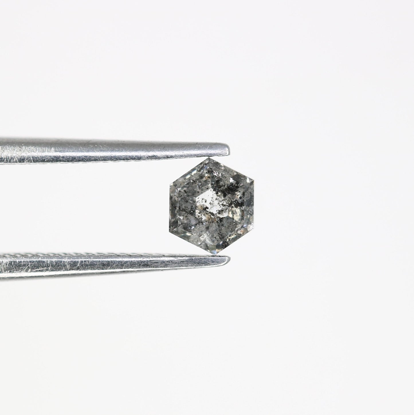 0.36 CT Hexagon Salt and Pepper Diamond | Loose Grey Natural Stone | Authentic Rose Cut | Ideal Christmas Gift for Unique Jewelry