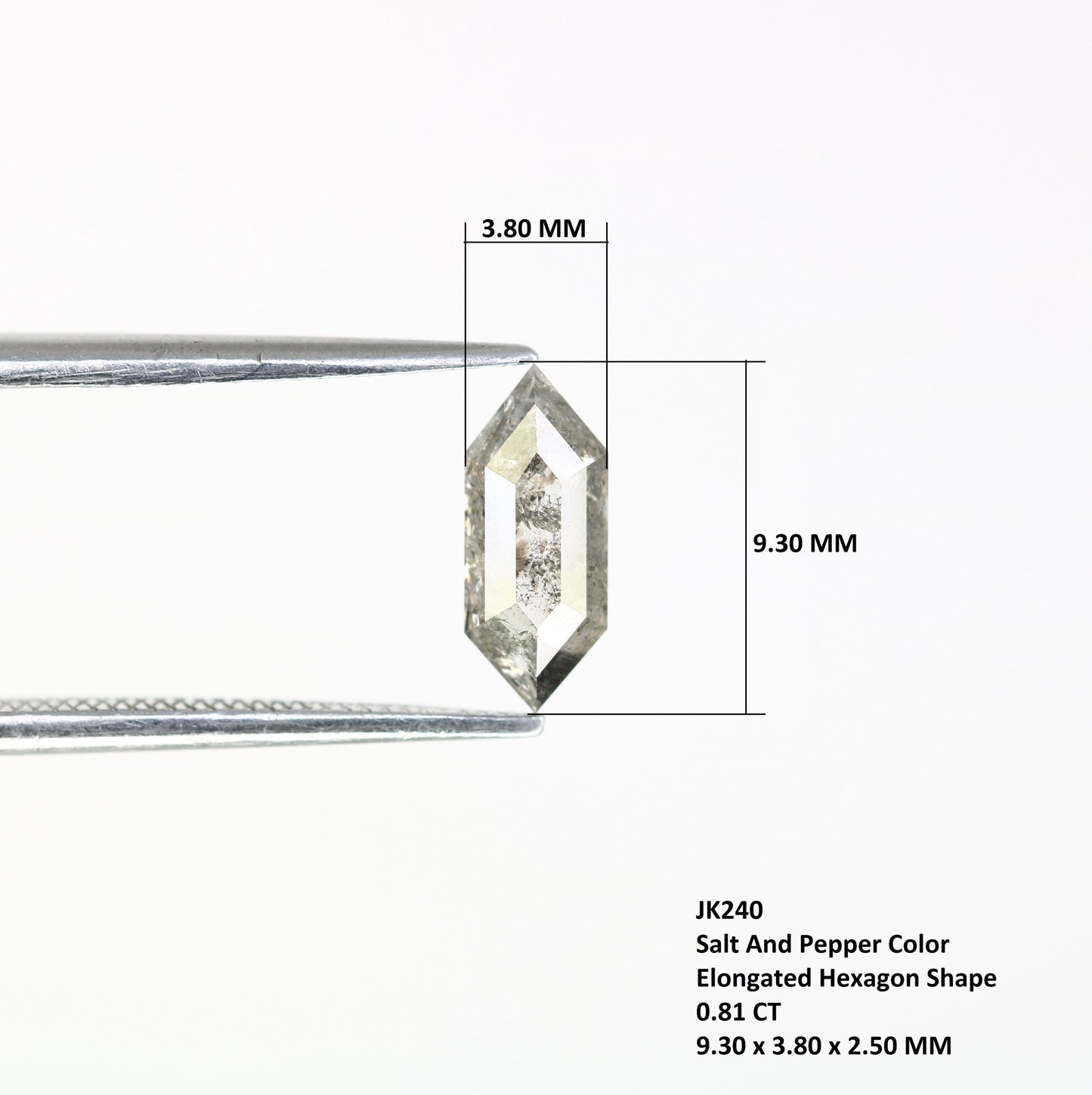 0.81 CT Hexagon Salt and Pepper Diamond | Loose Grey Earth-Mined Gem | Distinctive Rose Cut | Perfect Holiday Gift for Jewelry Lovers