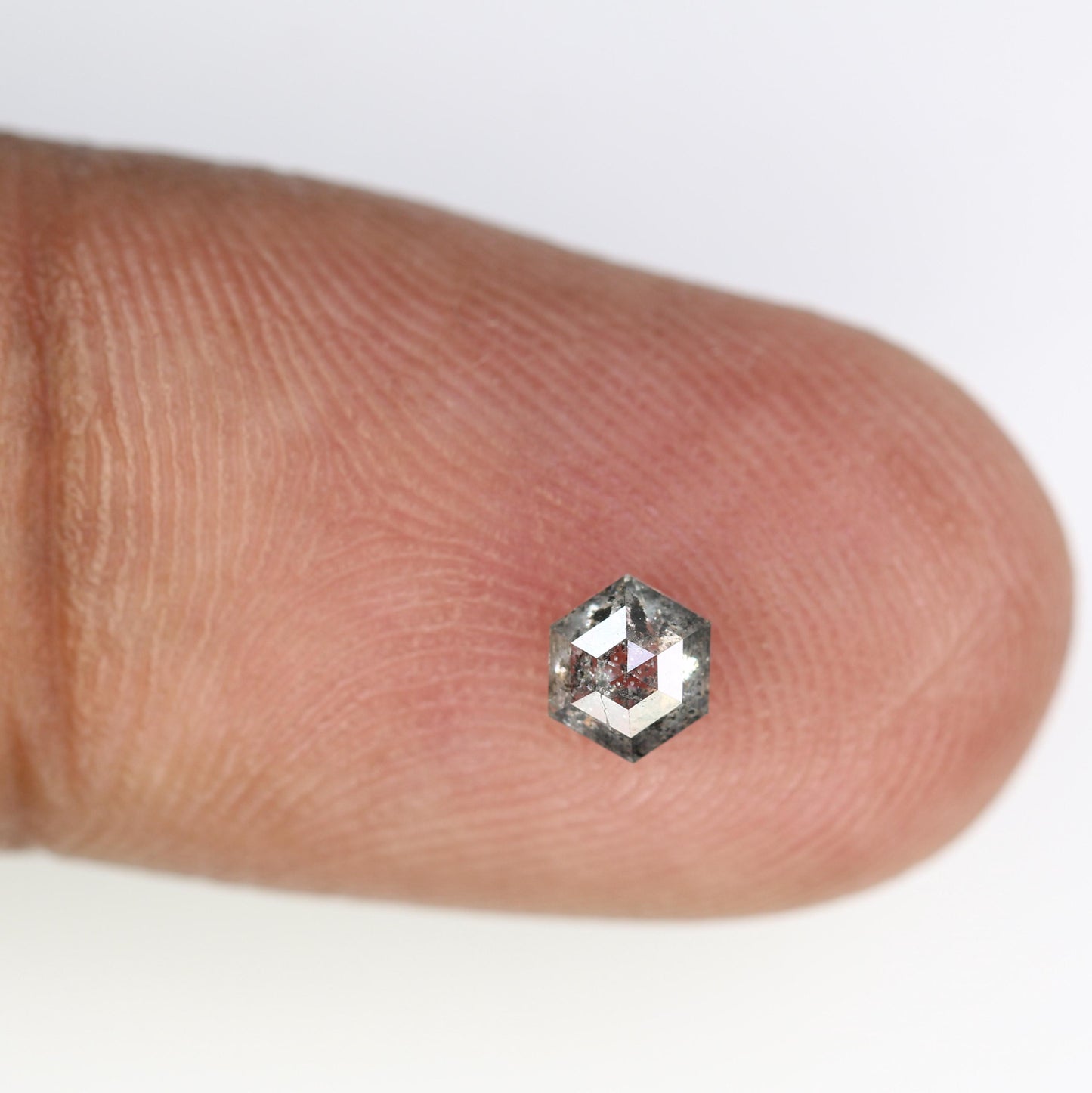 0.36 CT Hexagon Salt and Pepper Diamond | Loose Grey Natural Stone | Authentic Rose Cut | Ideal Christmas Gift for Unique Jewelry
