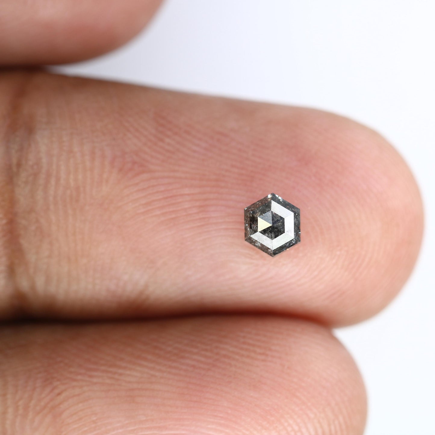 0.51 CT Hexagon Salt and Pepper Diamond | Loose Grey Natural Diamond | Real Rose Cut | Unique Christmas Gift for Anniversary Rings