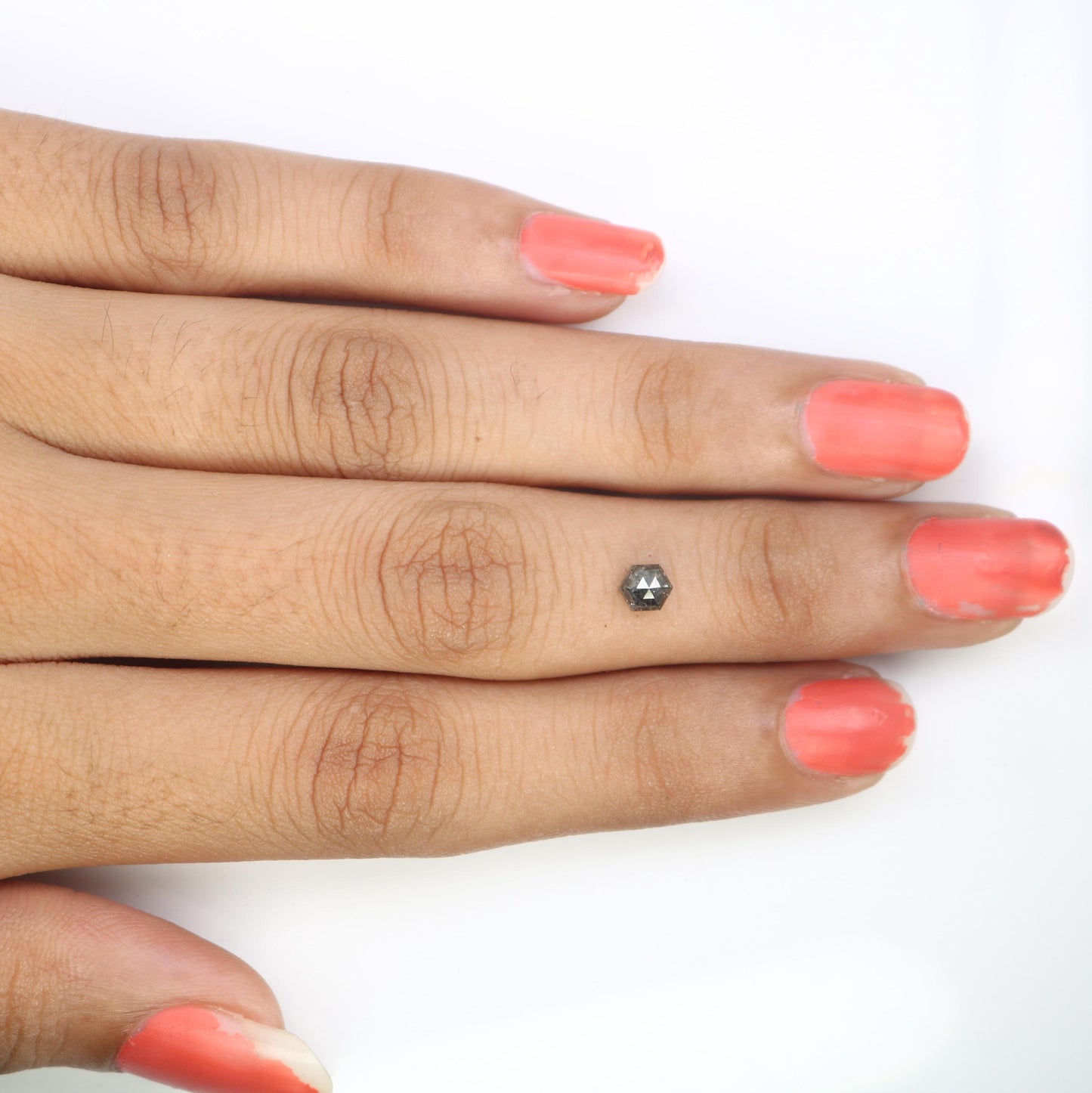 0.51 CT Hexagon Salt and Pepper Diamond | Loose Grey Natural Diamond | Real Rose Cut | Unique Christmas Gift for Anniversary Rings