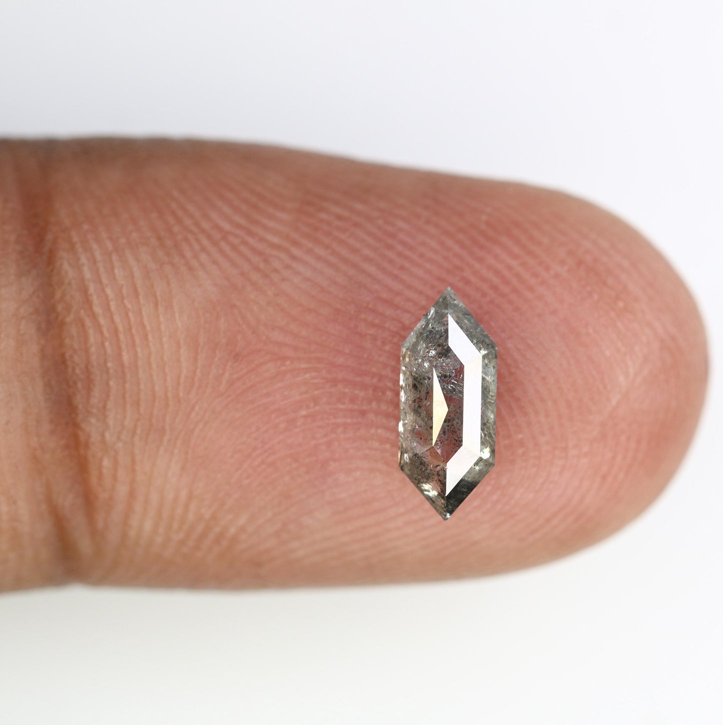 0.81 CT Hexagon Salt and Pepper Diamond | Loose Grey Earth-Mined Gem | Distinctive Rose Cut | Perfect Holiday Gift for Jewelry Lovers