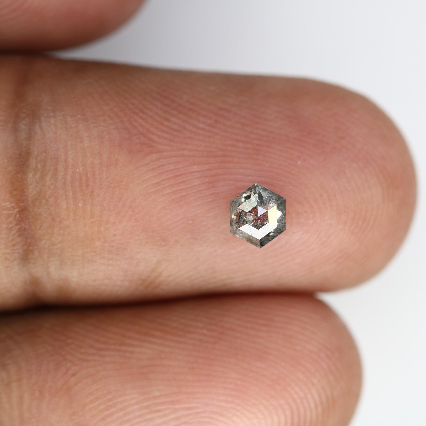 0.36 CT Hexagon Salt and Pepper Diamond | Loose Grey Natural Stone | Authentic Rose Cut | Ideal Christmas Gift for Unique Jewelry