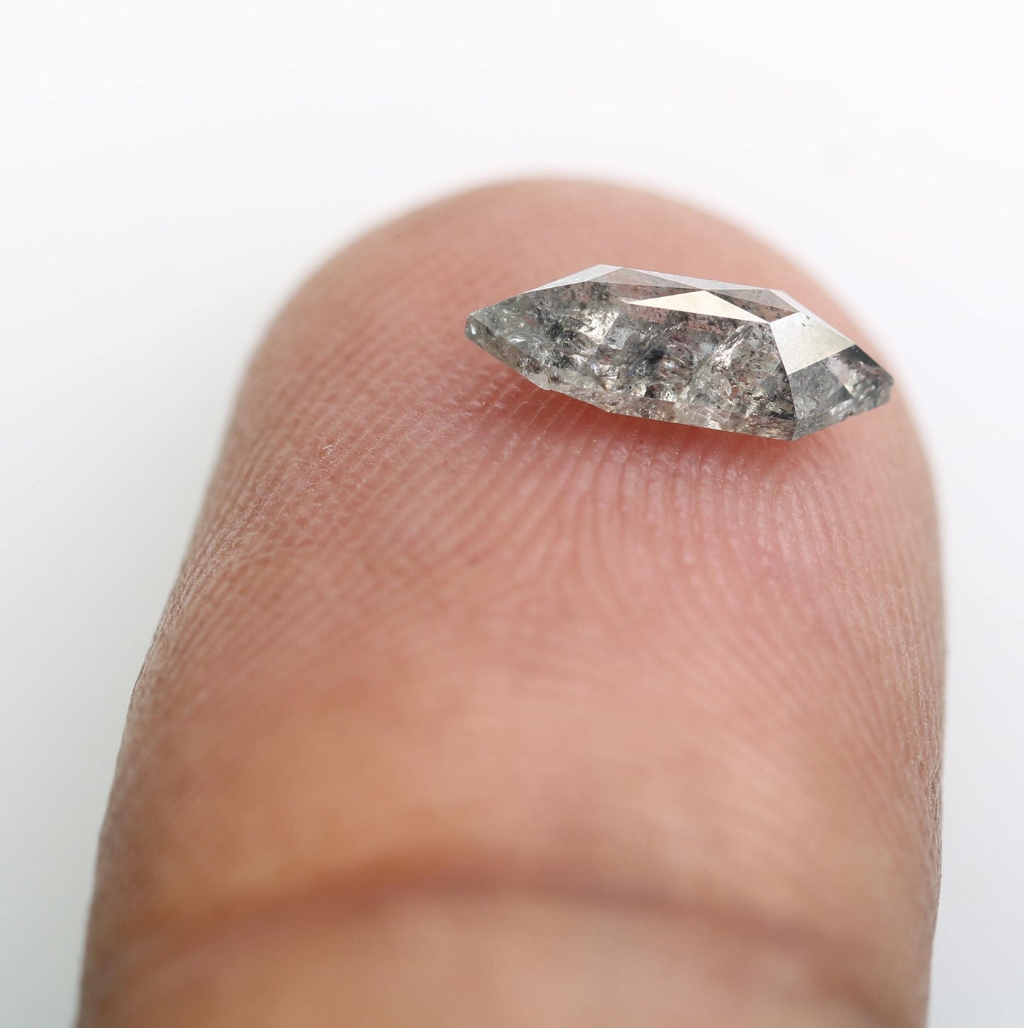 0.81 CT Hexagon Salt and Pepper Diamond | Loose Grey Earth-Mined Gem | Distinctive Rose Cut | Perfect Holiday Gift for Jewelry Lovers