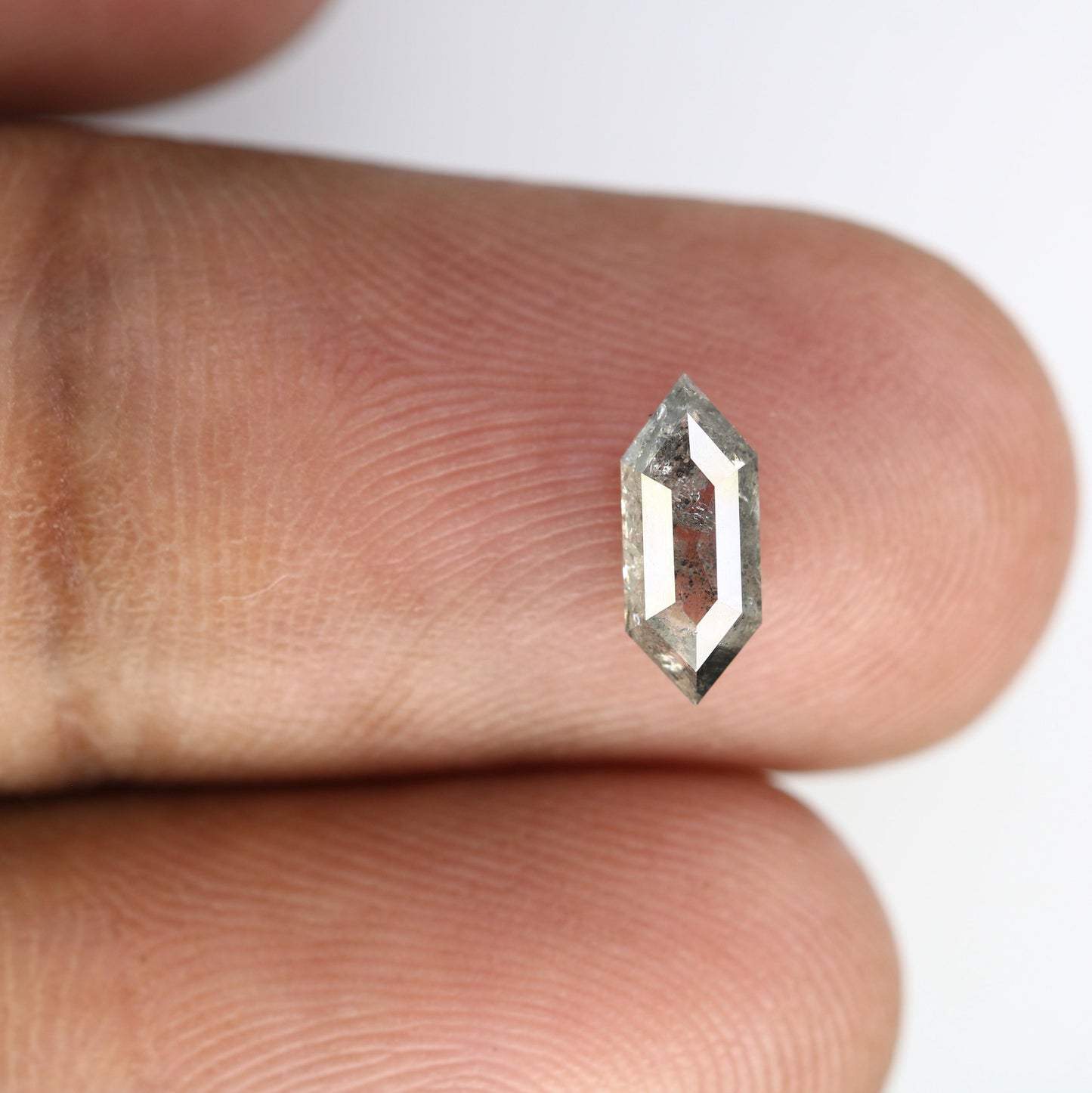 0.81 CT Hexagon Salt and Pepper Diamond | Loose Grey Earth-Mined Gem | Distinctive Rose Cut | Perfect Holiday Gift for Jewelry Lovers