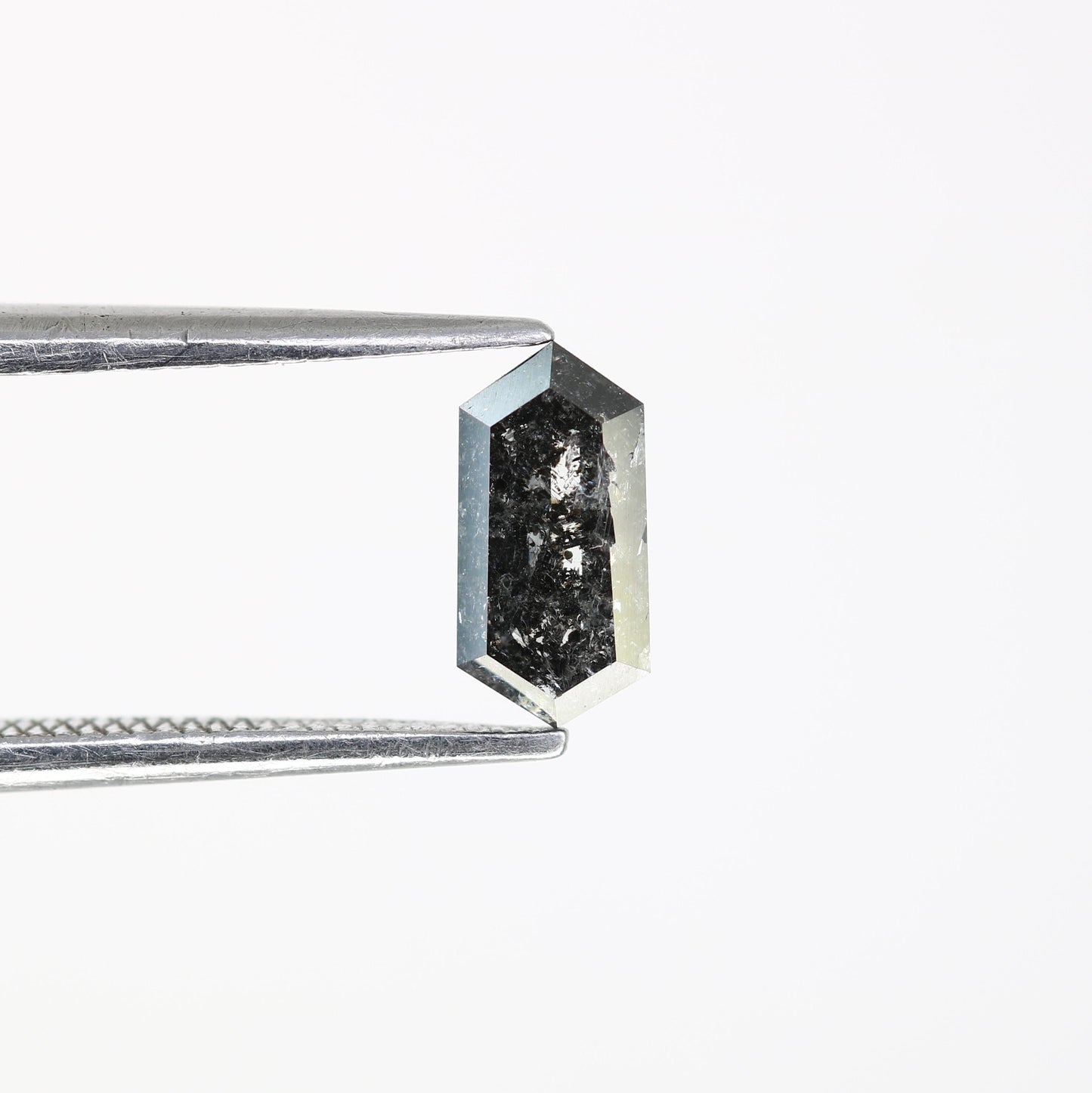 0.63 CT Elongated Hexagon Salt and Pepper Diamond | Loose Grey Natural Stone | Exquisite Rose Cut | Unique Gift for Holiday Celebrations