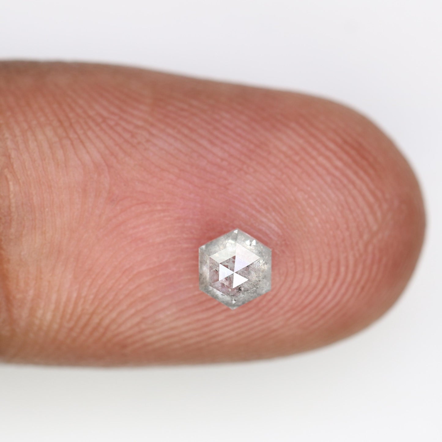 0.45 CT Hexagon Salt and Pepper Diamond | Loose Grey Earth-Mined Gem | Elegant Rose Cut | Extraordinary Gift for Special Occasions