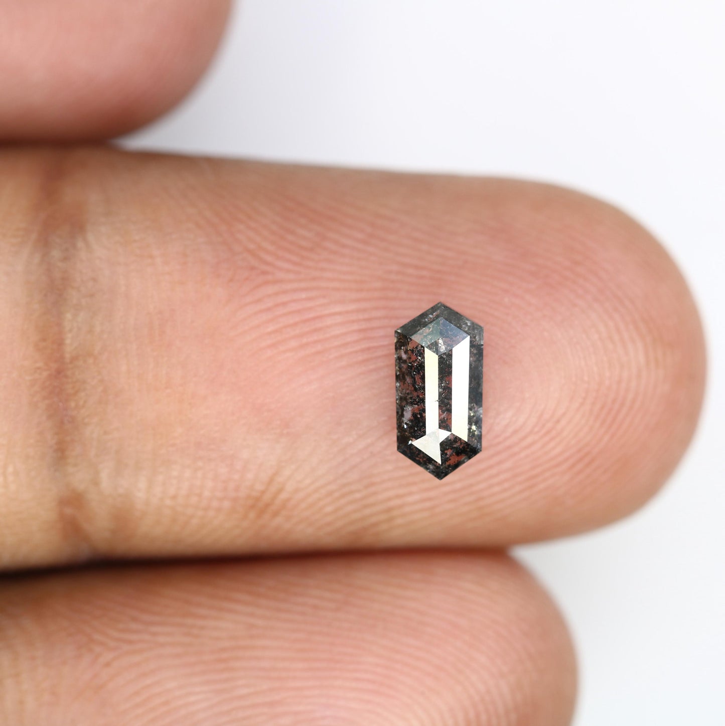 0.63 CT Elongated Hexagon Salt and Pepper Diamond | Loose Grey Natural Stone | Exquisite Rose Cut | Unique Gift for Holiday Celebrations