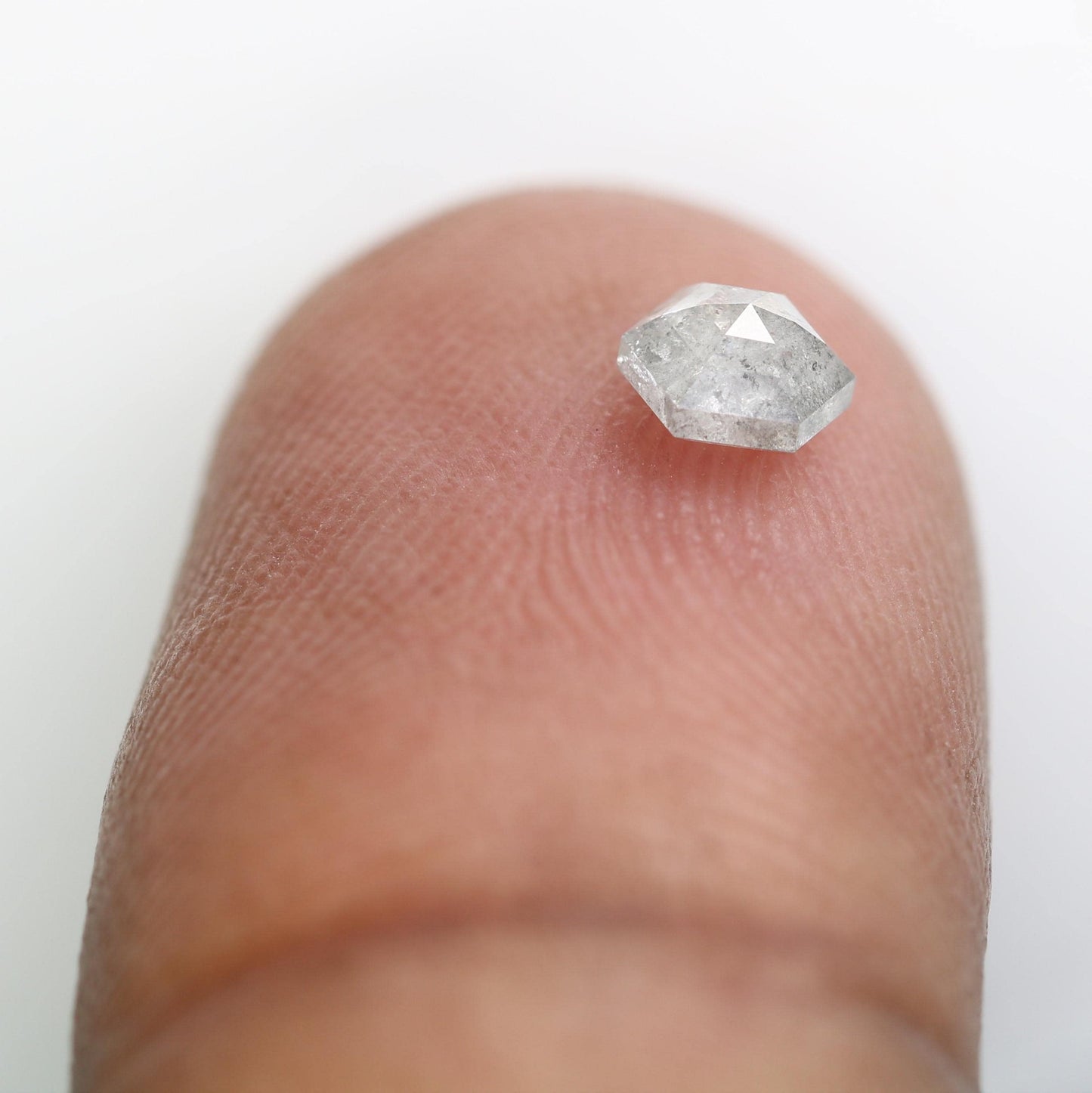 0.45 CT Hexagon Salt and Pepper Diamond | Loose Grey Earth-Mined Gem | Elegant Rose Cut | Extraordinary Gift for Special Occasions
