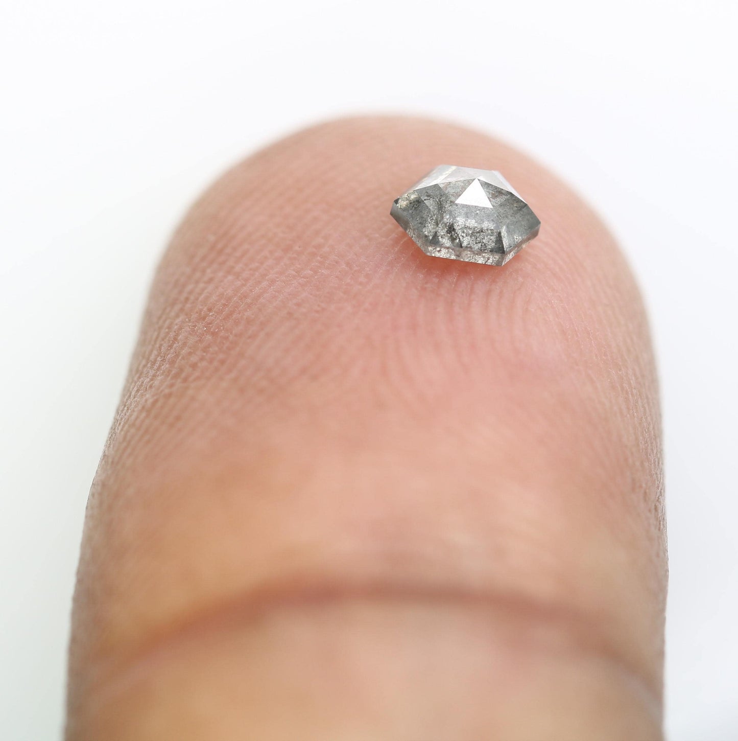 0.33 CT Hexagon Salt and Pepper Diamond | Loose Natural Grey Diamond | Earth-Mined Gemstone | Unique Gift for Engagement or Anniversary