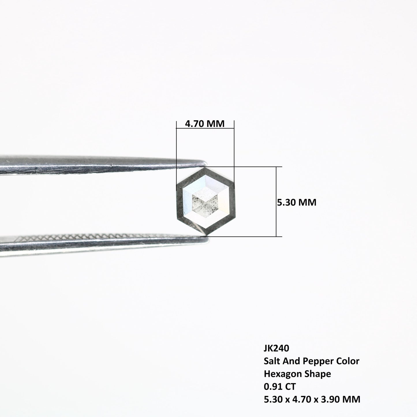 0.91 CT Hexagon-Shaped Salt and Pepper Diamond | Loose Natural Grey Gemstone | Sourced Earth-Mined Stone | Ideal Gift for Unique Jewelry