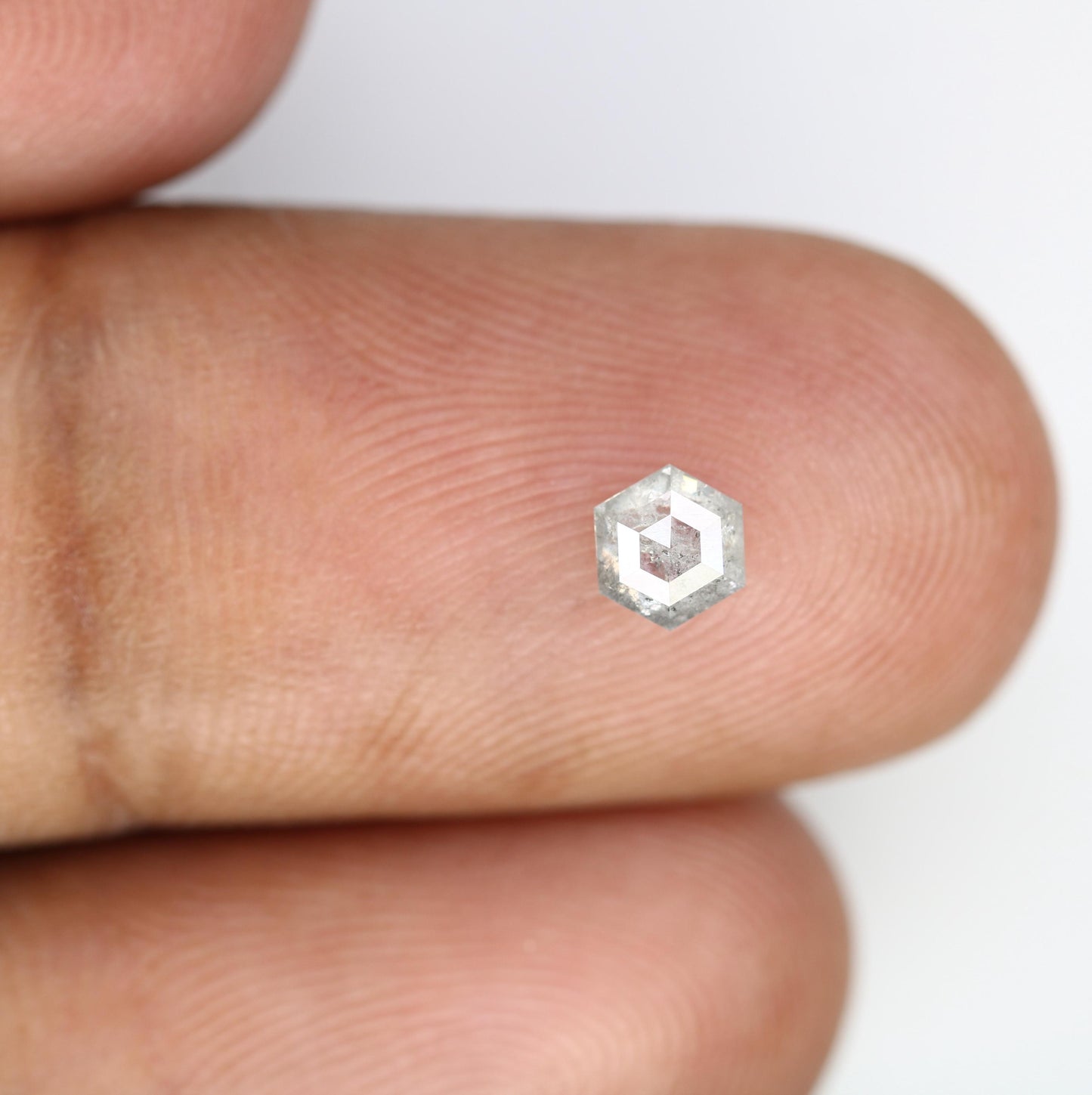 0.45 CT Hexagon Salt and Pepper Diamond | Loose Grey Earth-Mined Gem | Elegant Rose Cut | Extraordinary Gift for Special Occasions